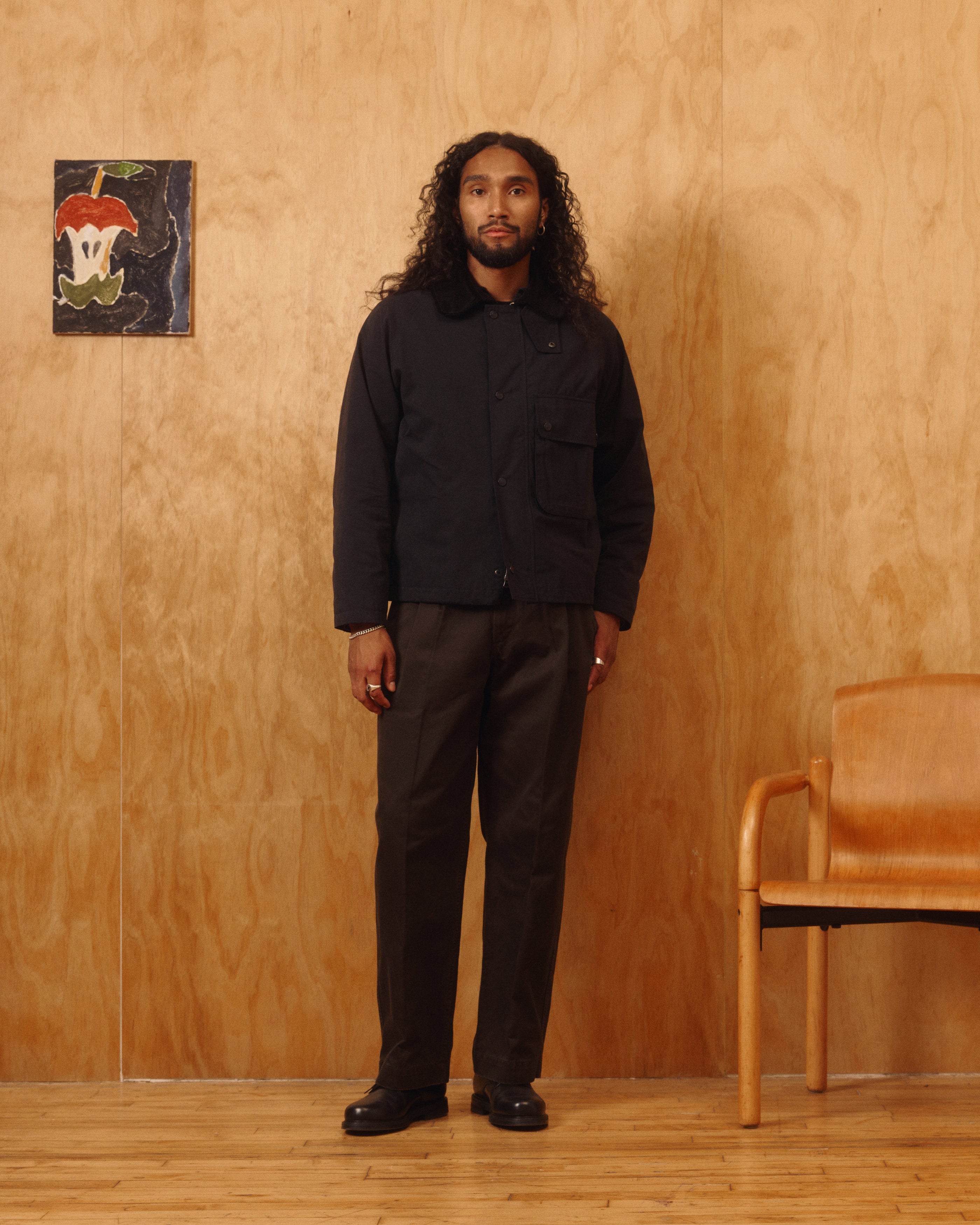 Bay Waxed Cotton & Nylon Jacket in Navy