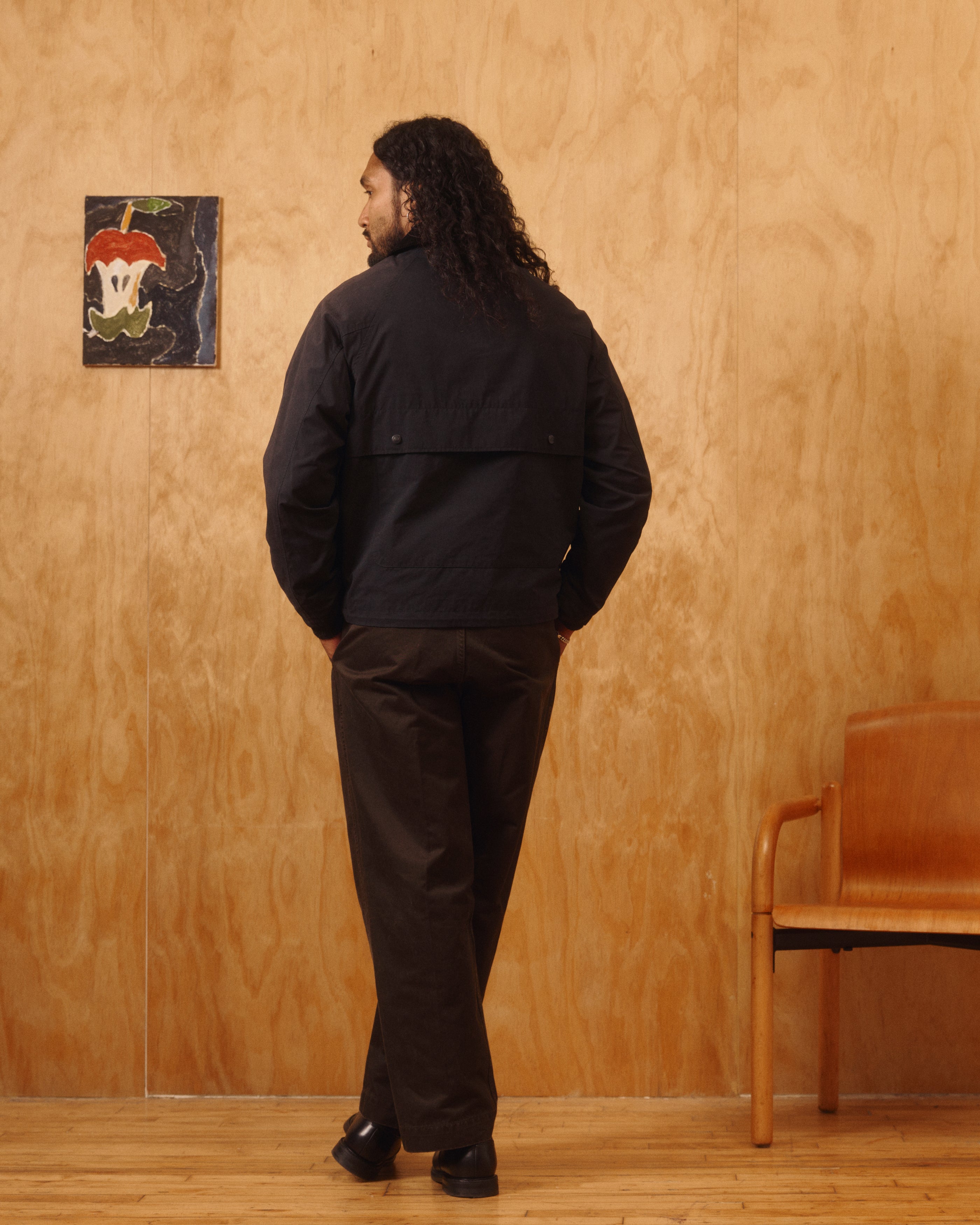 Bay Waxed Cotton & Nylon Jacket in Navy