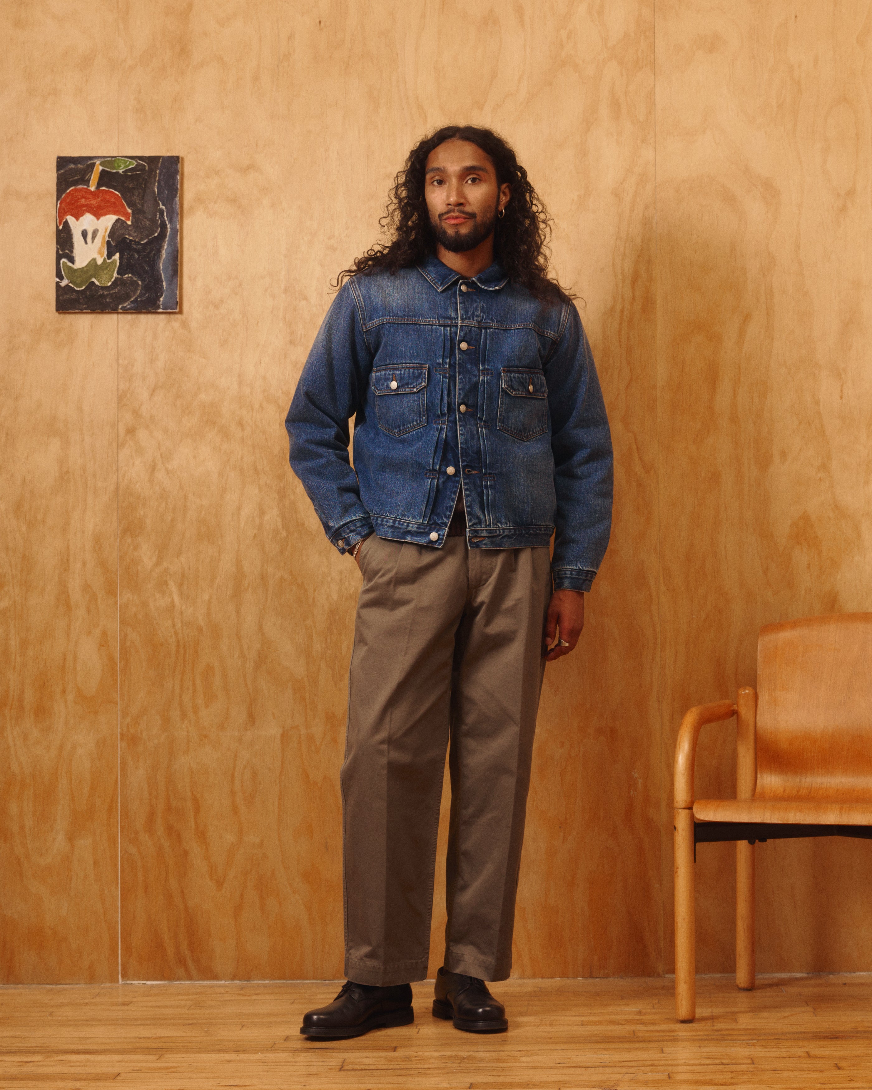 Wayfarer Wool Blanket Lined Denim Trucker in Dark Wash Indigo