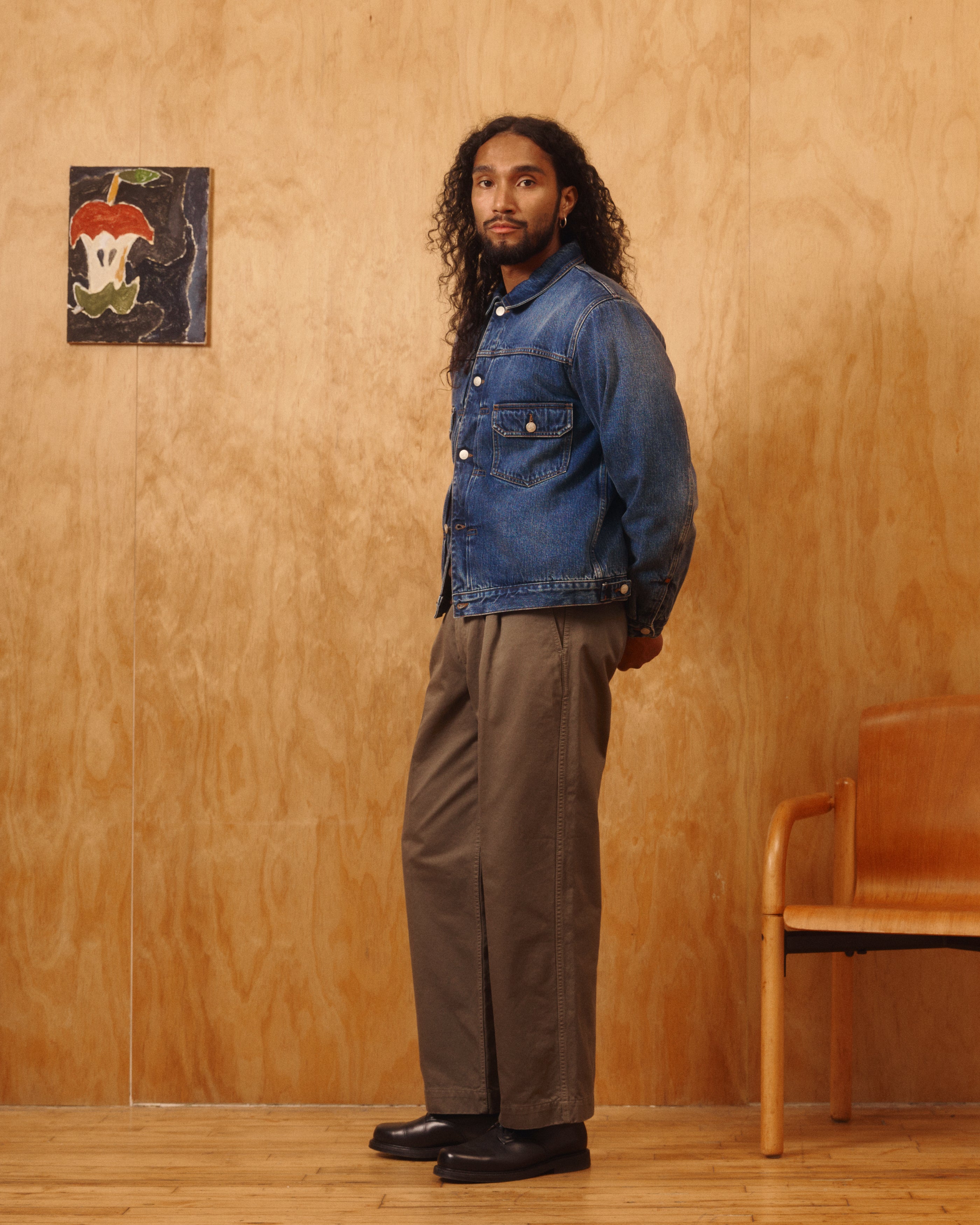 Wayfarer Wool Blanket Lined Denim Trucker in Dark Wash Indigo