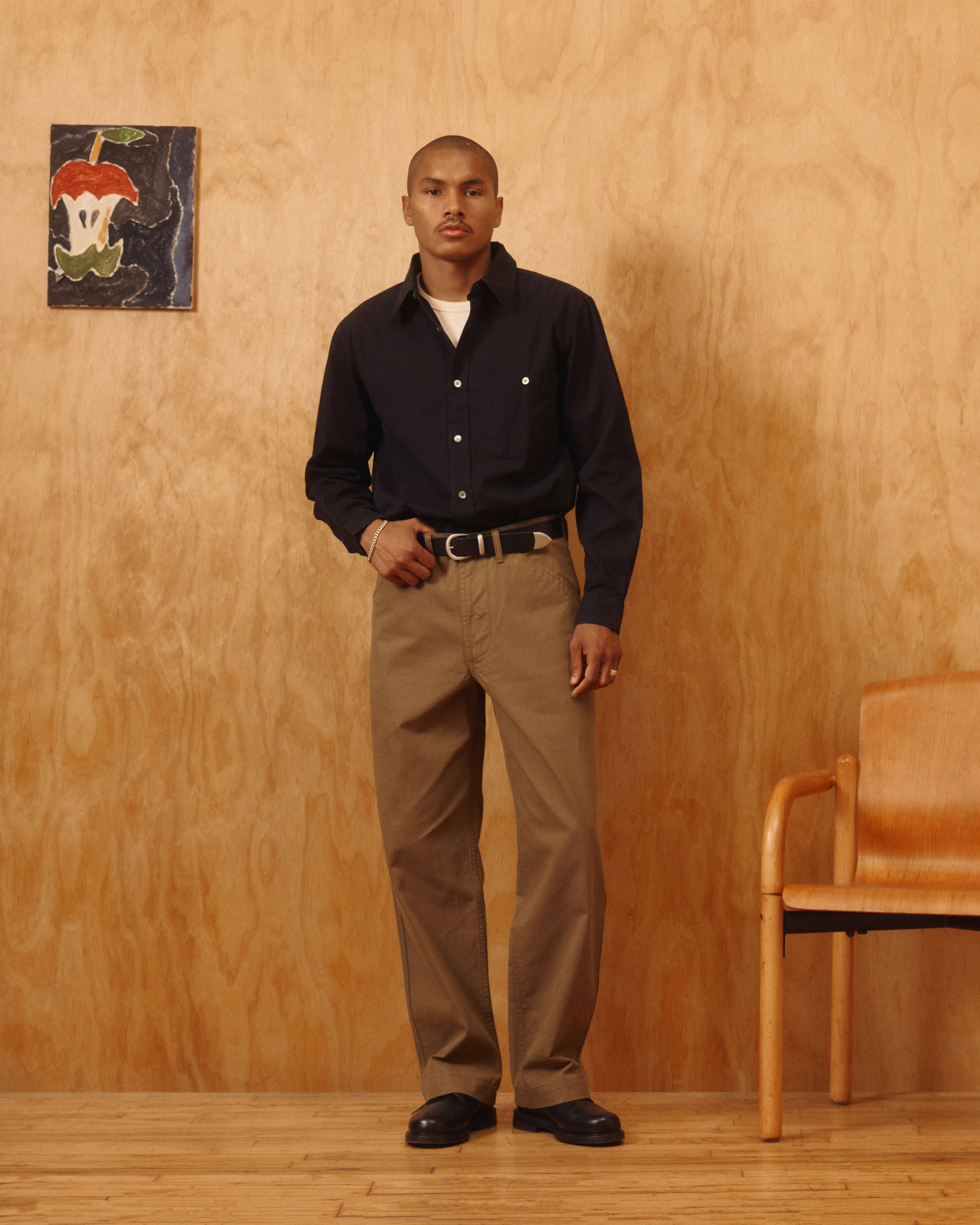 Jones Twill Cotton Shirt in Black