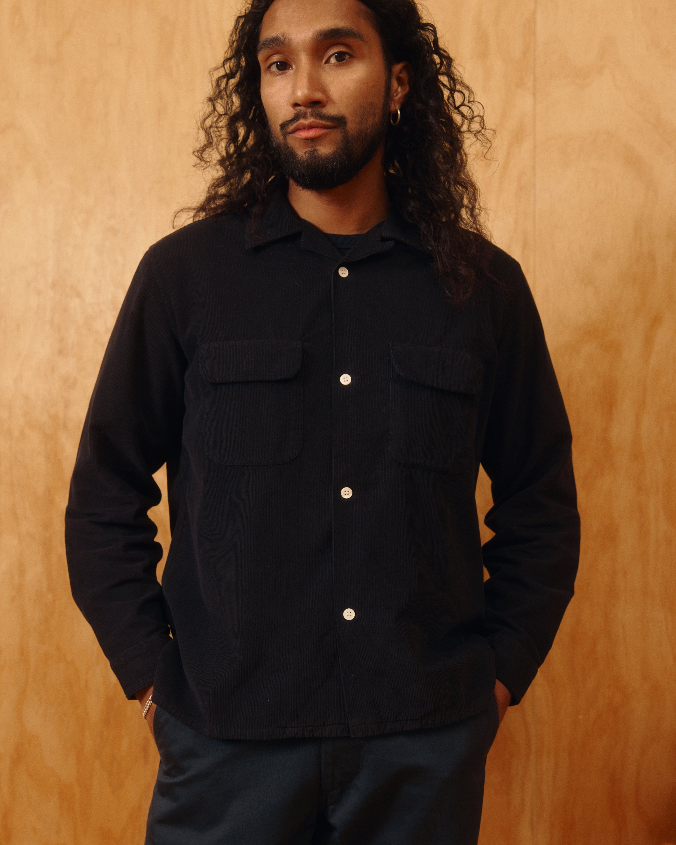 Penny Corduroy Cotton Shirt in Black