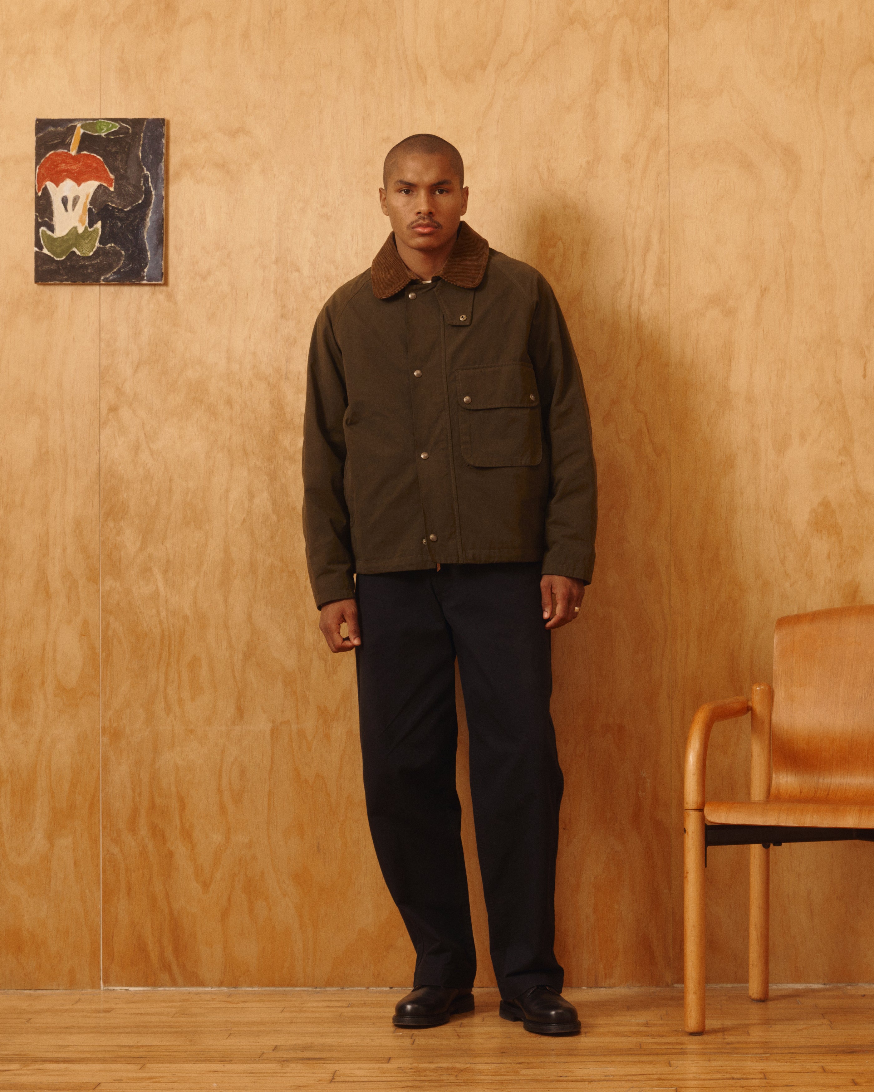 Bay Waxed Cotton & Nylon Jacket in Olive