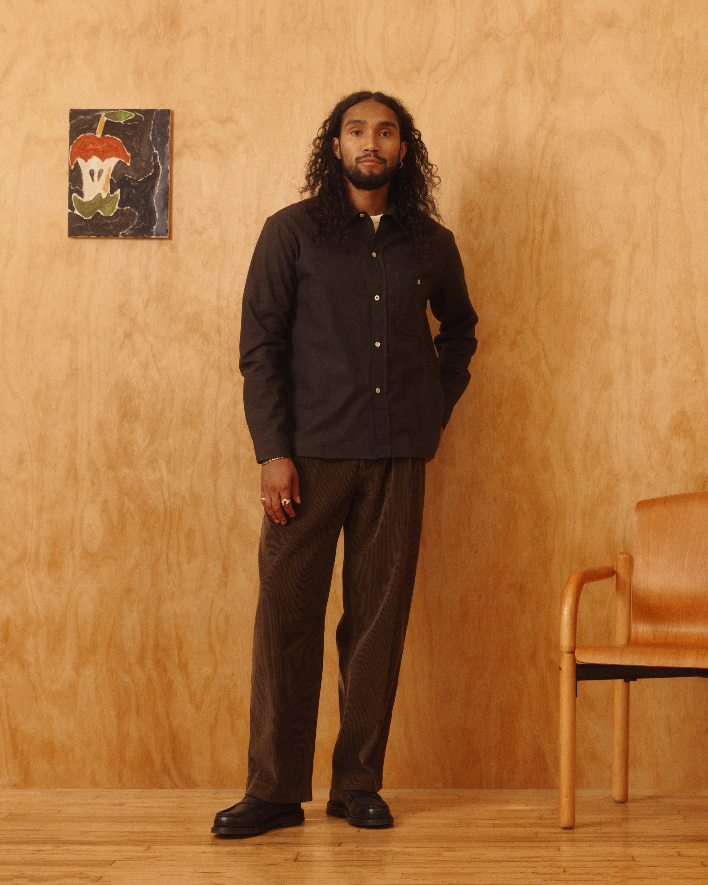 Carmine Flannel Twill Cotton Shirt in Coffee