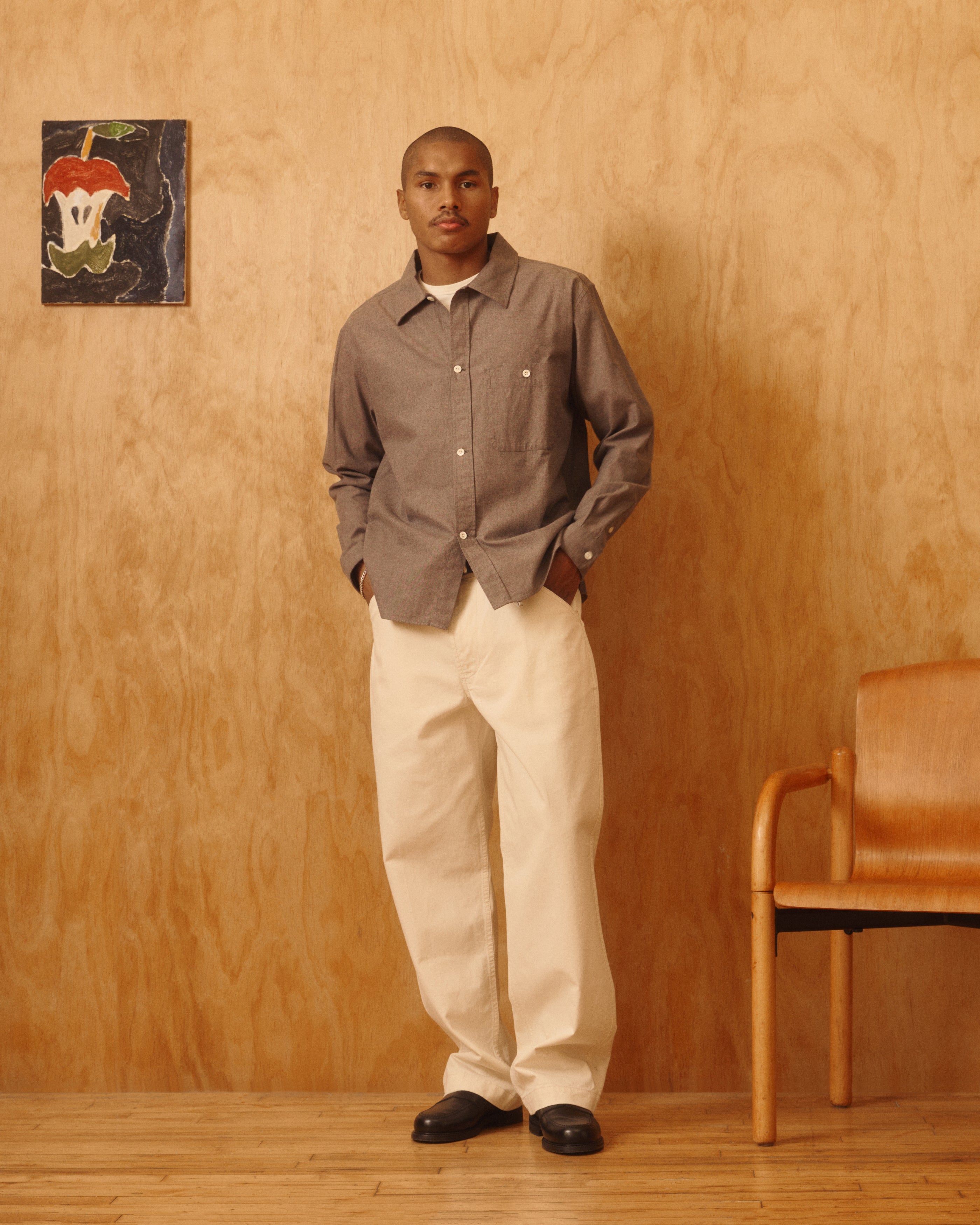 Carmine Flannel Twill Cotton Shirt in Canteen