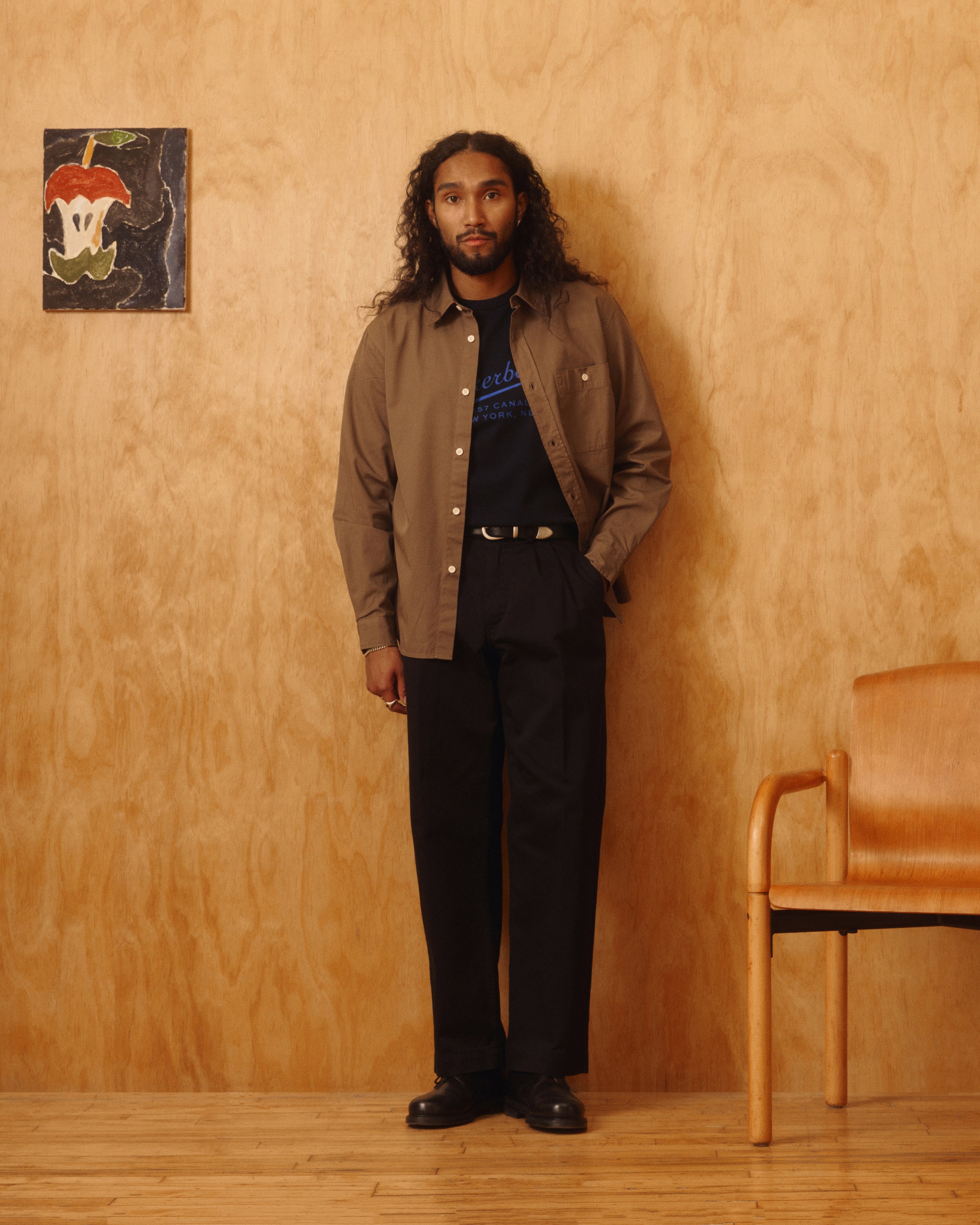 Jones Twill Cotton Shirt in Loden