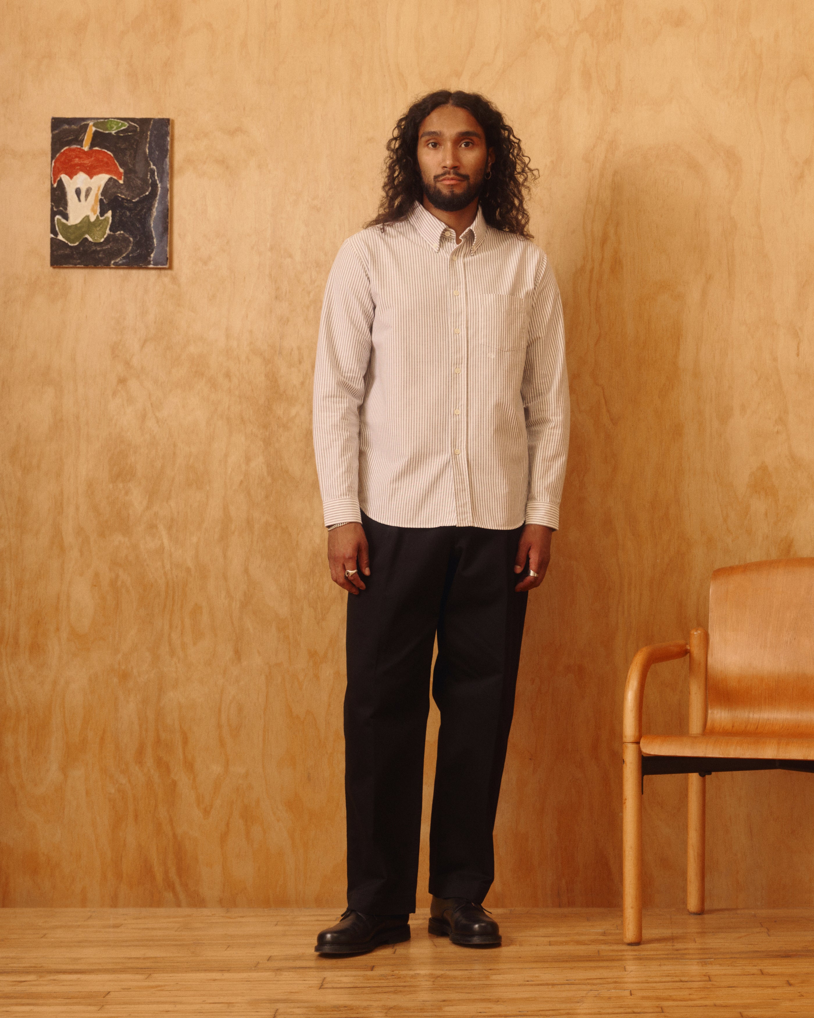 "Beefy" Cotton Oxford in Brown Stripe