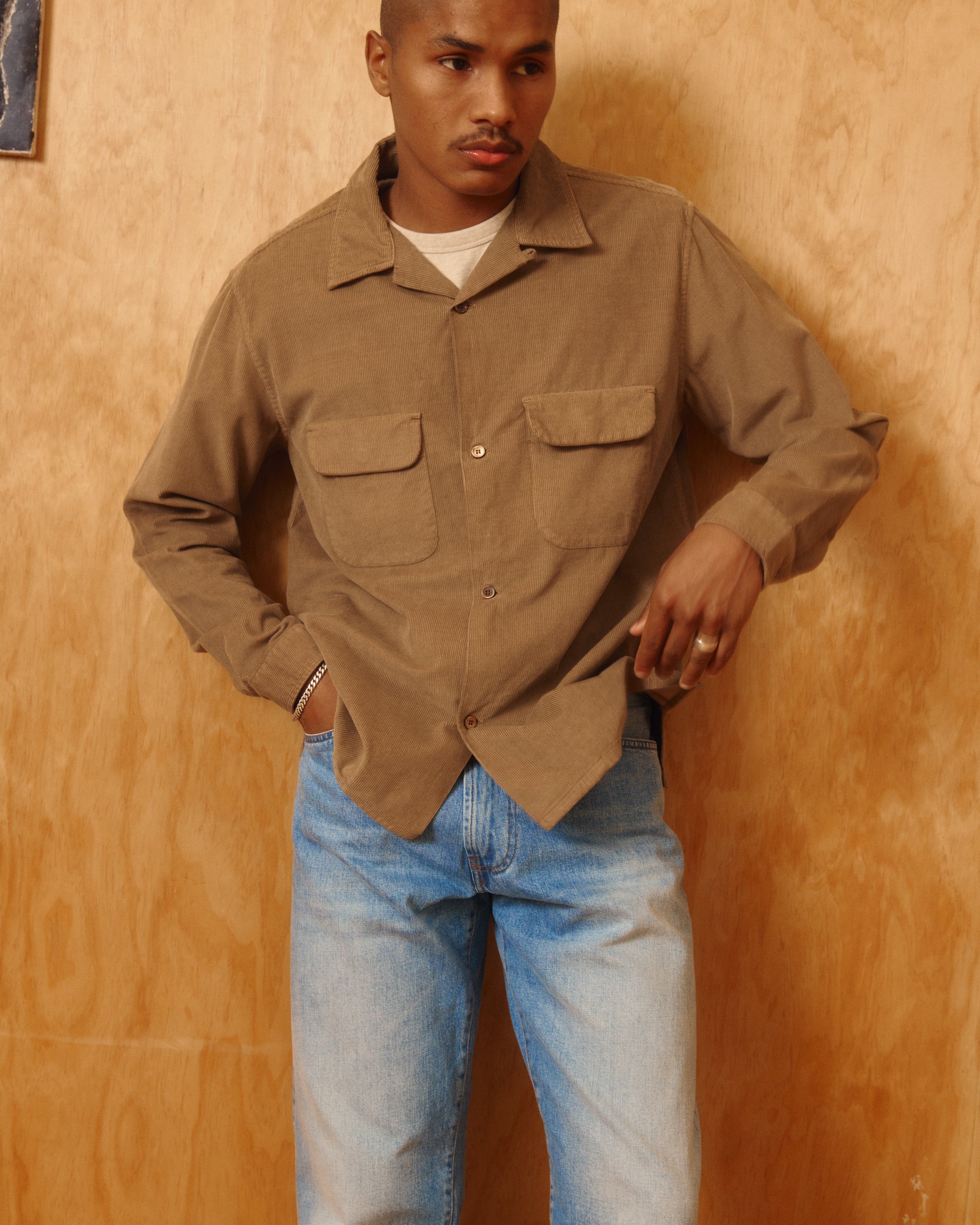 Penny Corduroy Cotton Shirt in Khaki