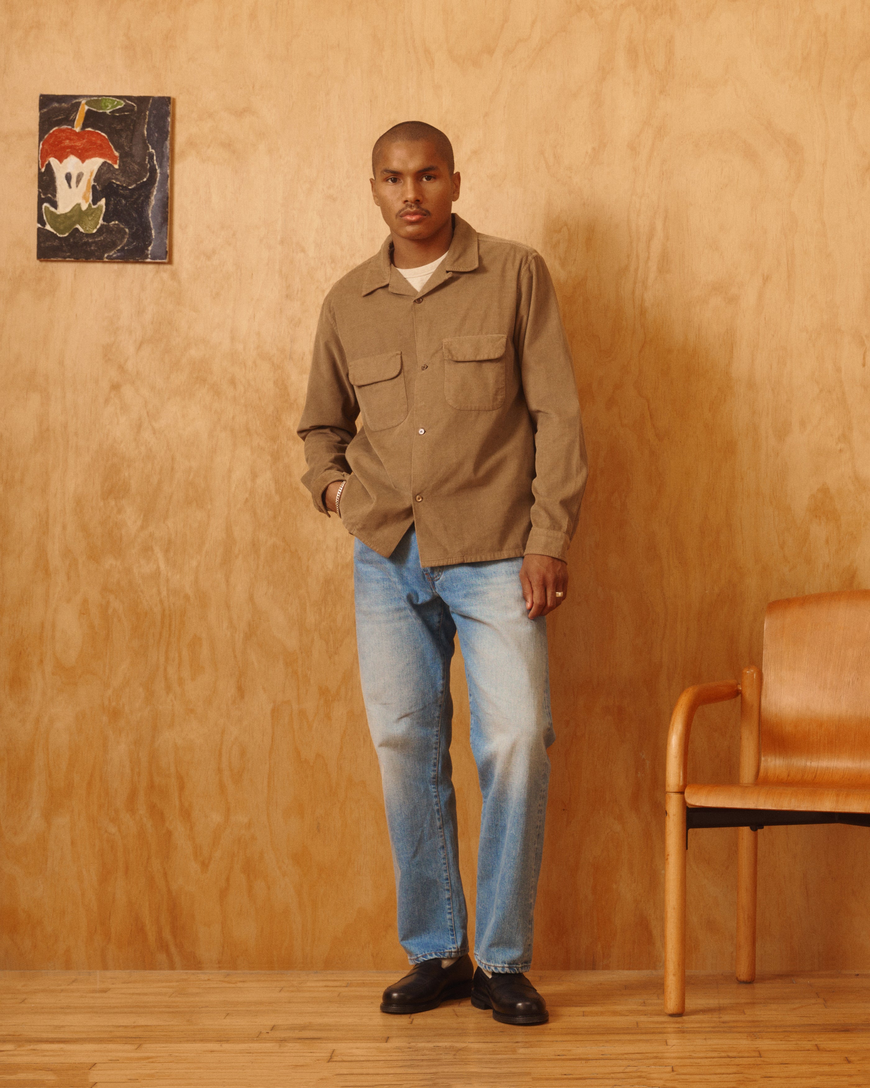 Penny Corduroy Cotton Shirt in Khaki