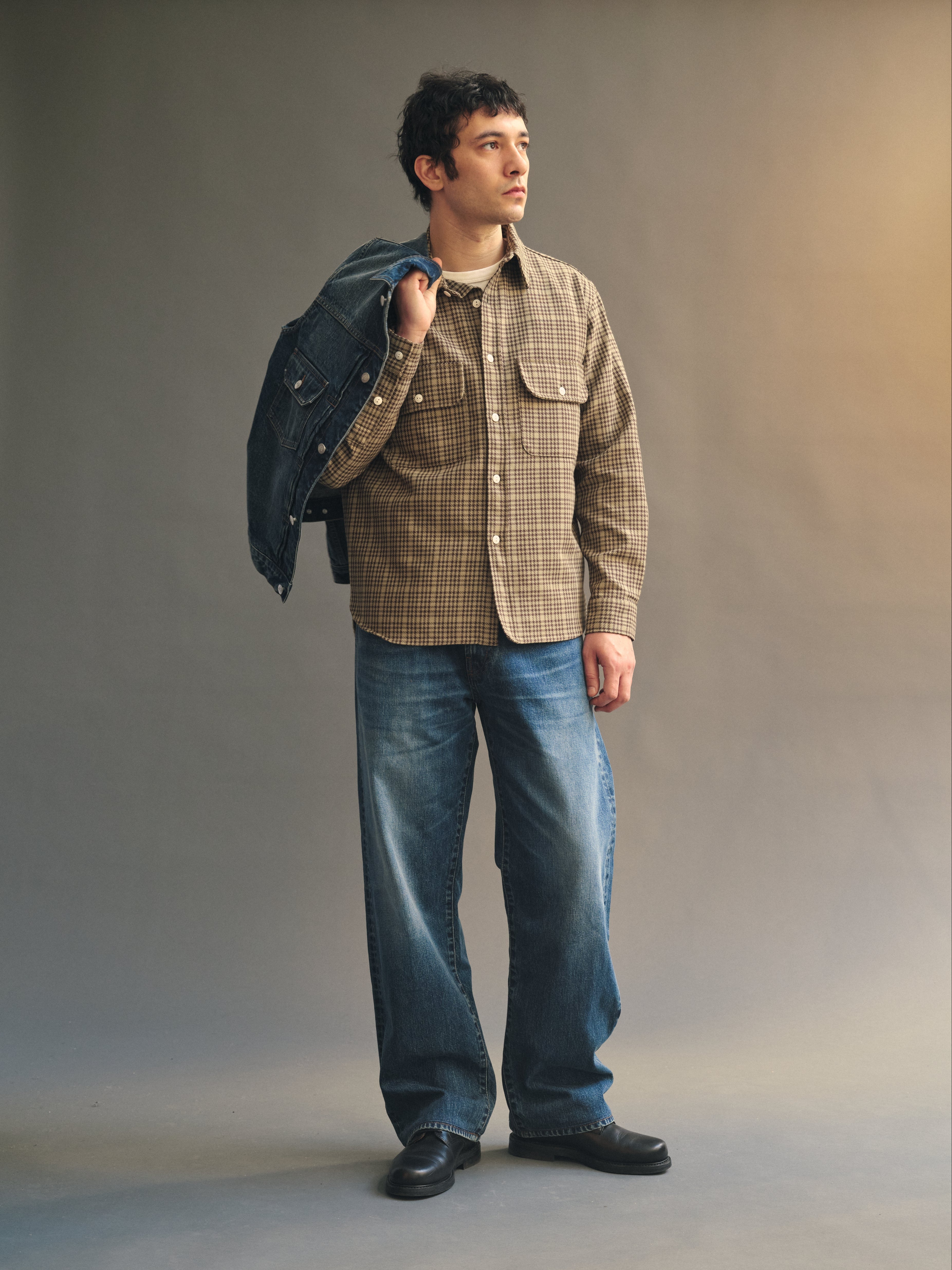 Brother Flannel in Mint & Brown Plaid