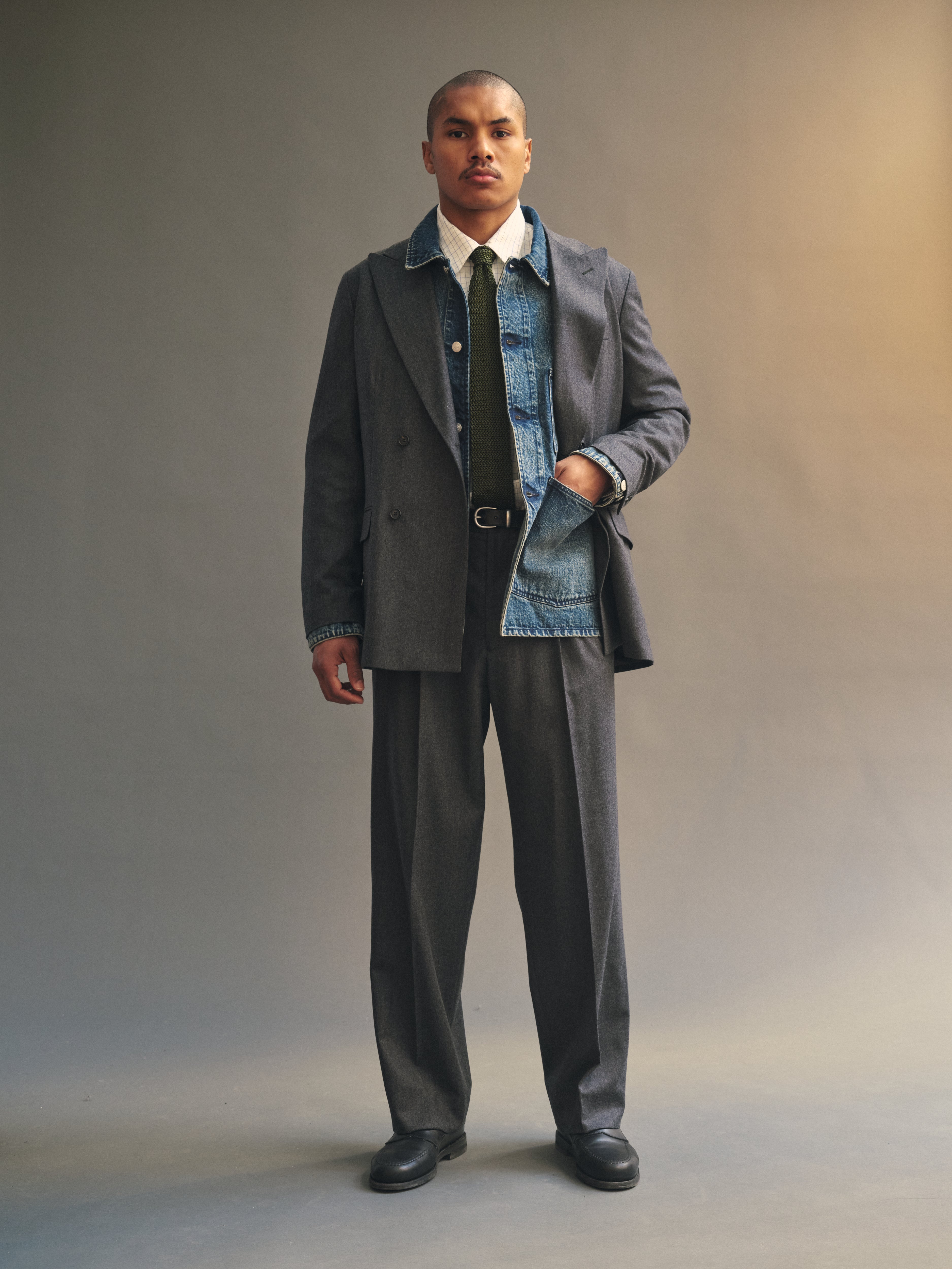Miles D.B. Wool Flannel Suit Jacket in Charcoal