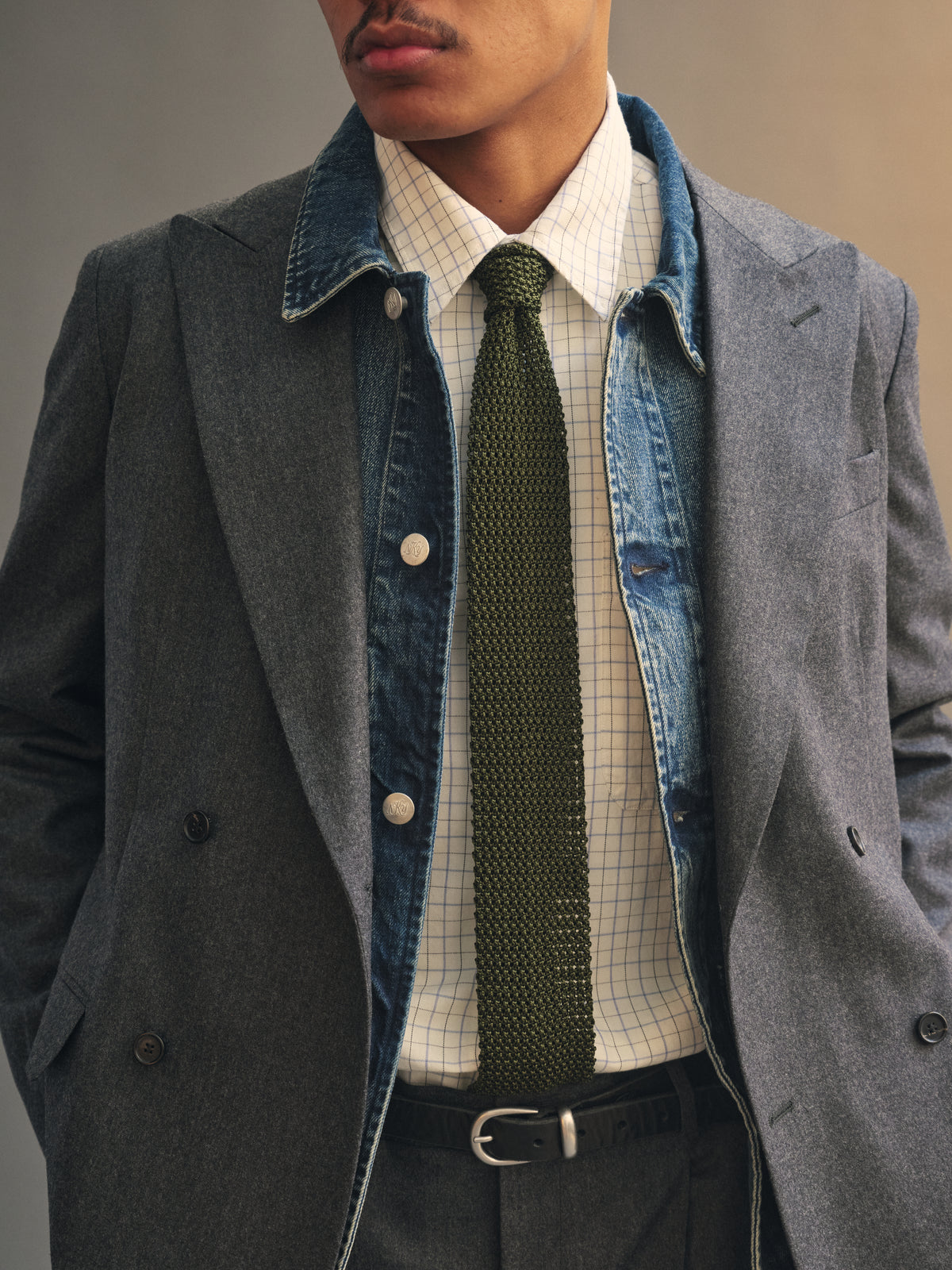 Miles D.B. Wool Flannel Suit Jacket in Charcoal