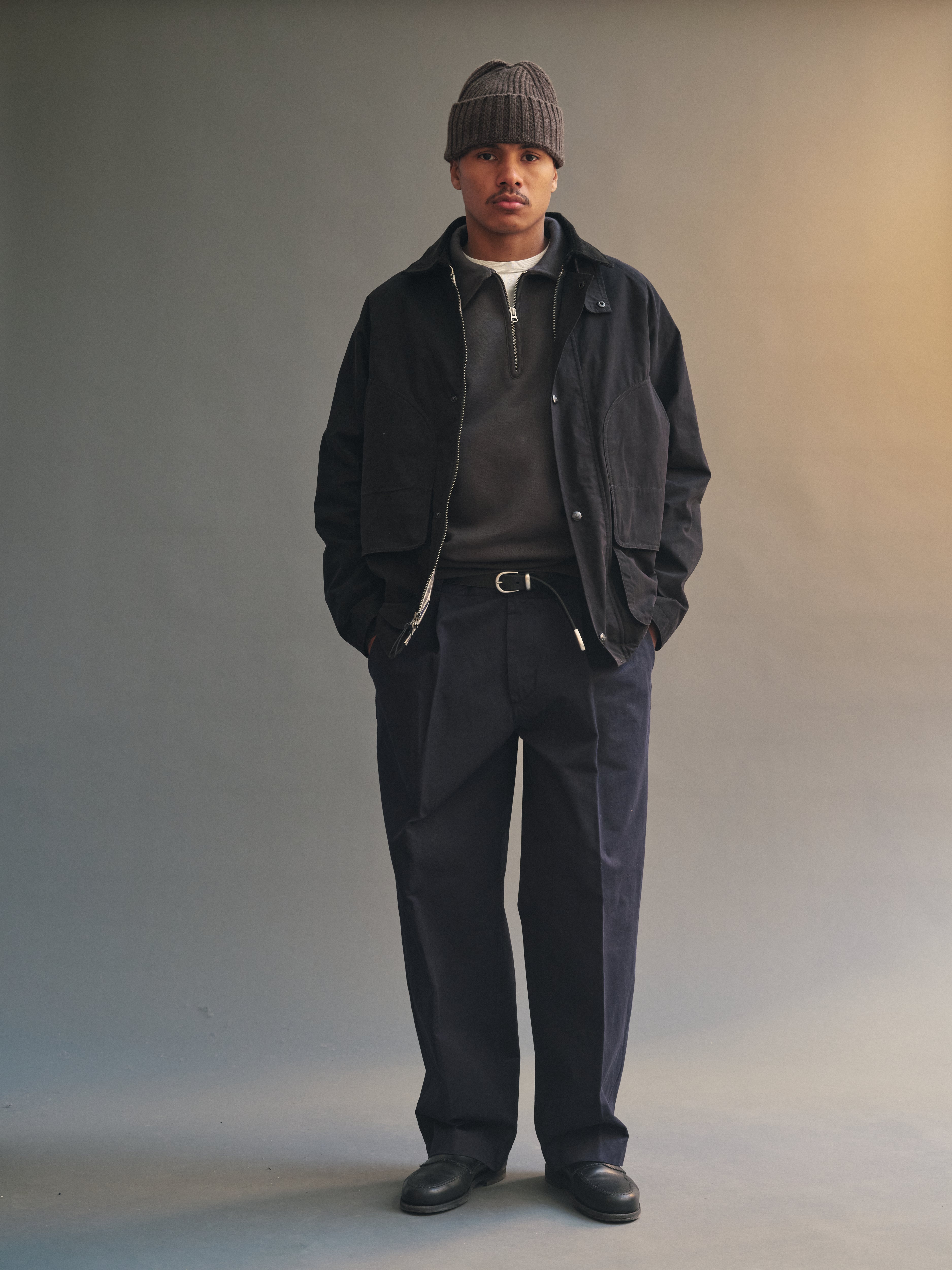 Highland Dry-Wax Cotton & Nylon Coat in Black