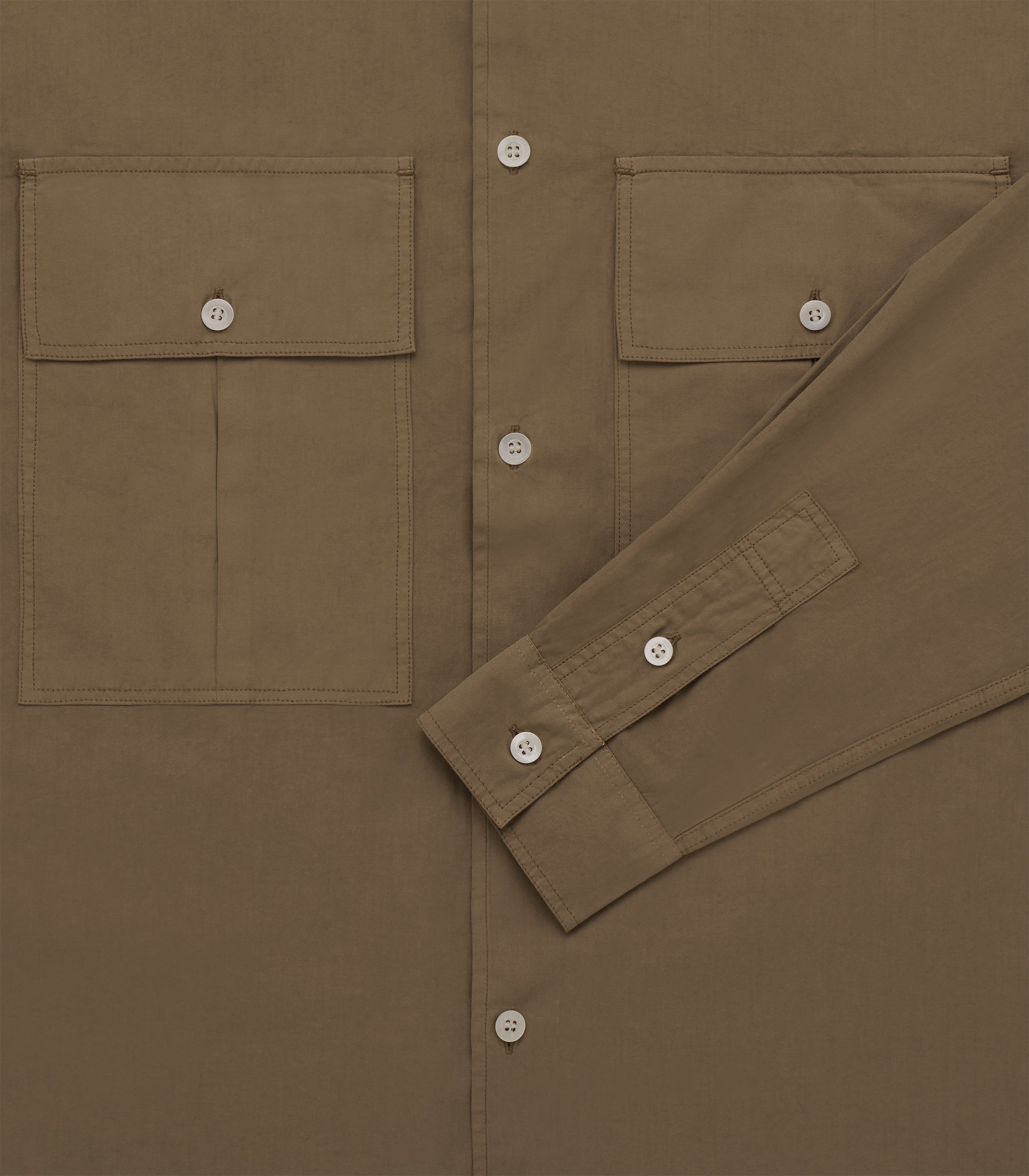 Atlas Cotton Poplin Shirt in Loden Brown