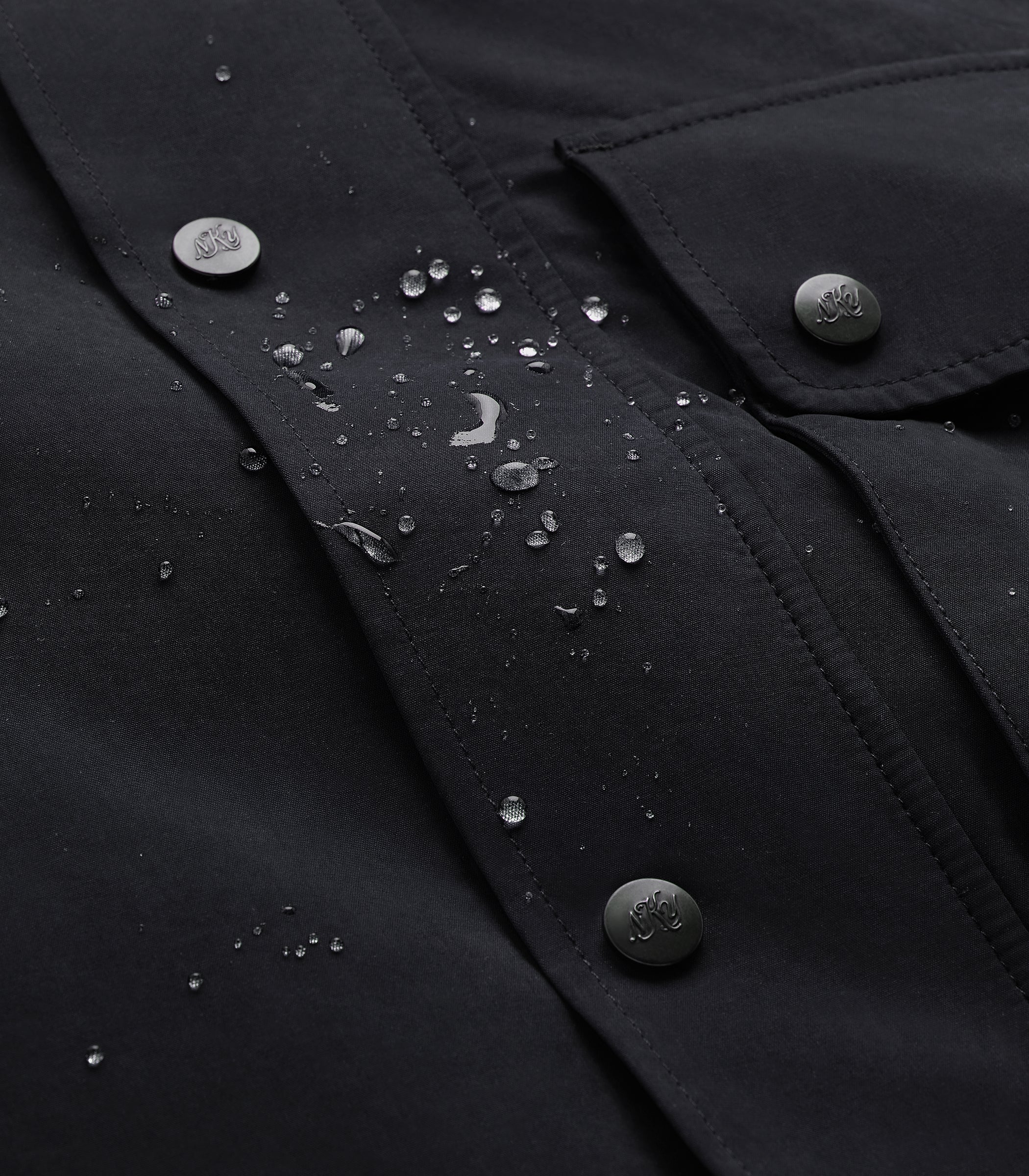 Bay Waxed Cotton & Nylon Jacket in Navy