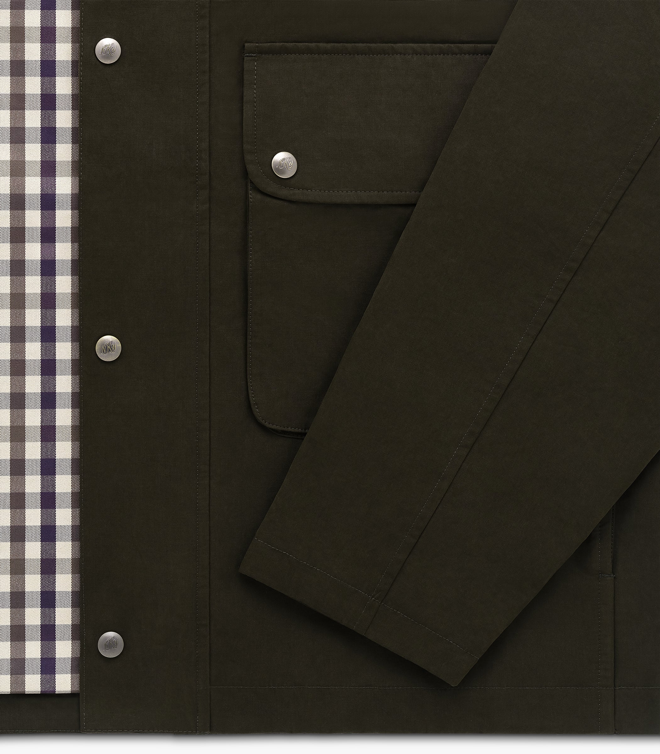 Bay Waxed Cotton & Nylon Jacket in Olive