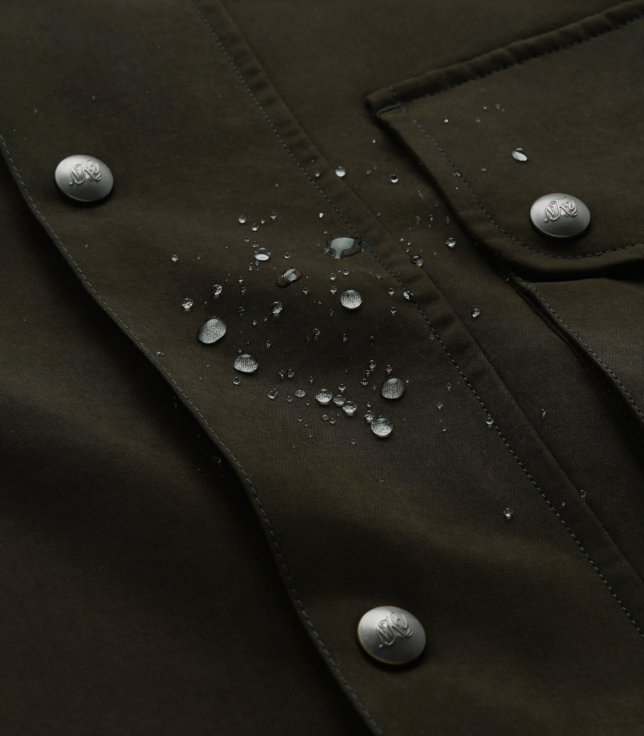 Bay Waxed Cotton & Nylon Jacket in Olive