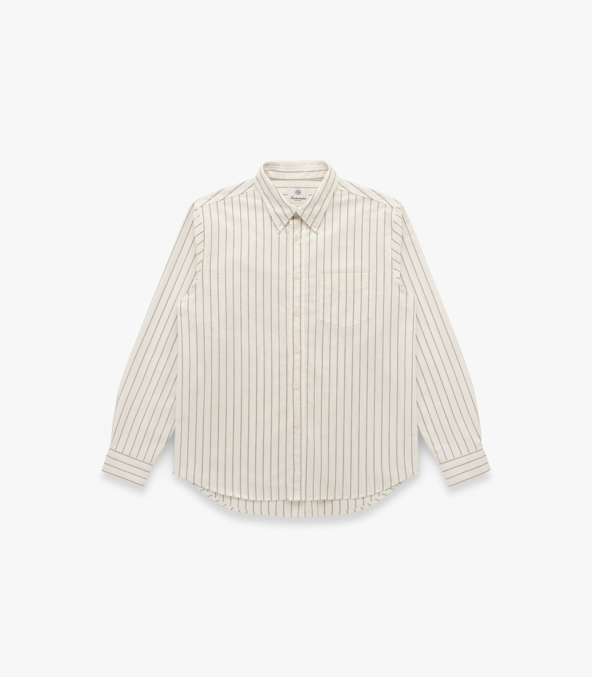 "Beefy" Cotton Oxford in Bone & Olive Stripe