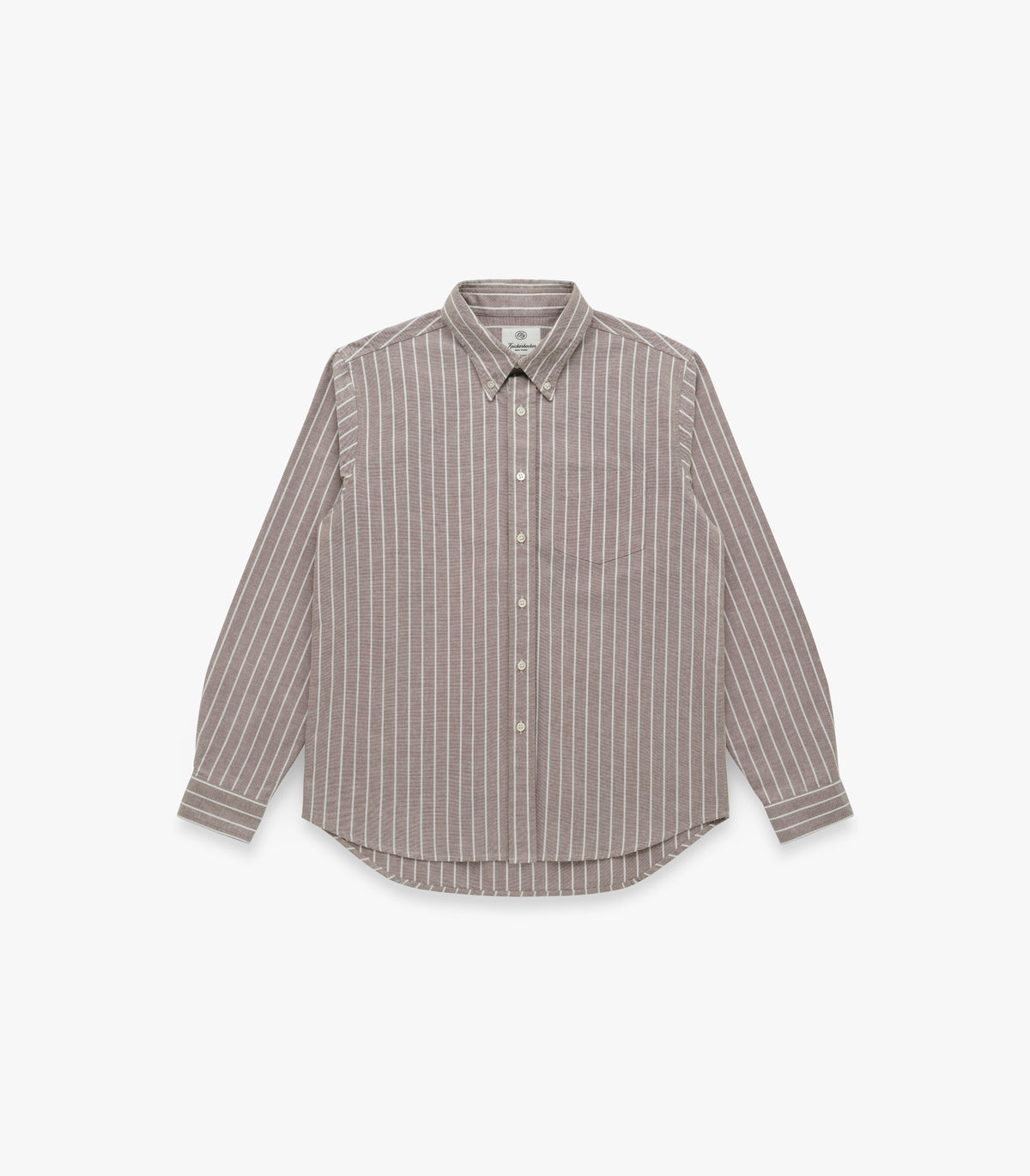 "Beefy" Cotton Oxford in Mocha & Bone Stripe