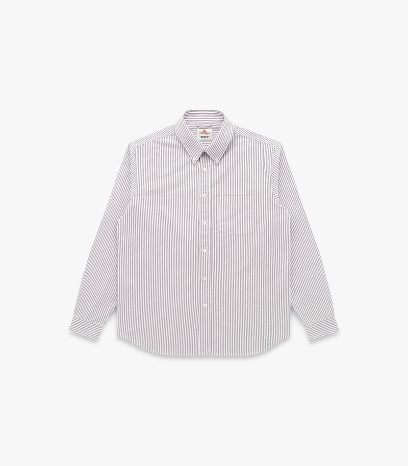 "Beefy" Cotton Oxford in Brown Stripe