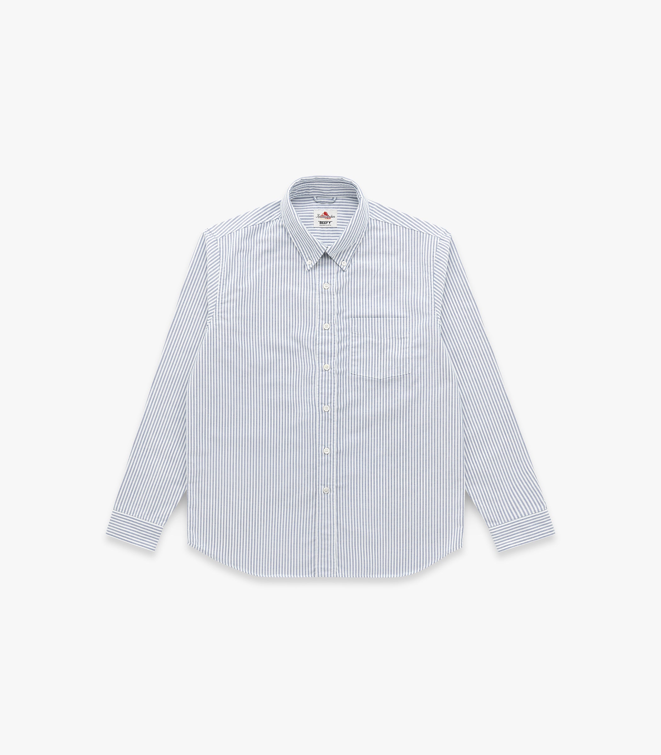"Beefy" Cotton Oxford in Navy Stripe