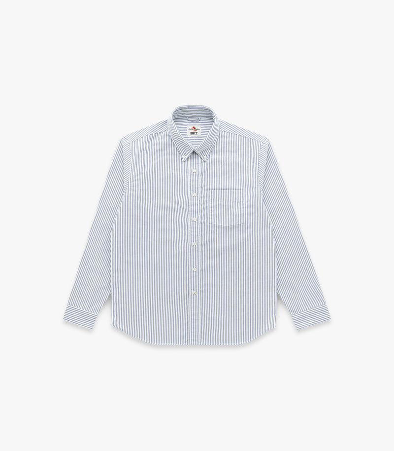 "Beefy" Cotton Oxford in Navy Stripe