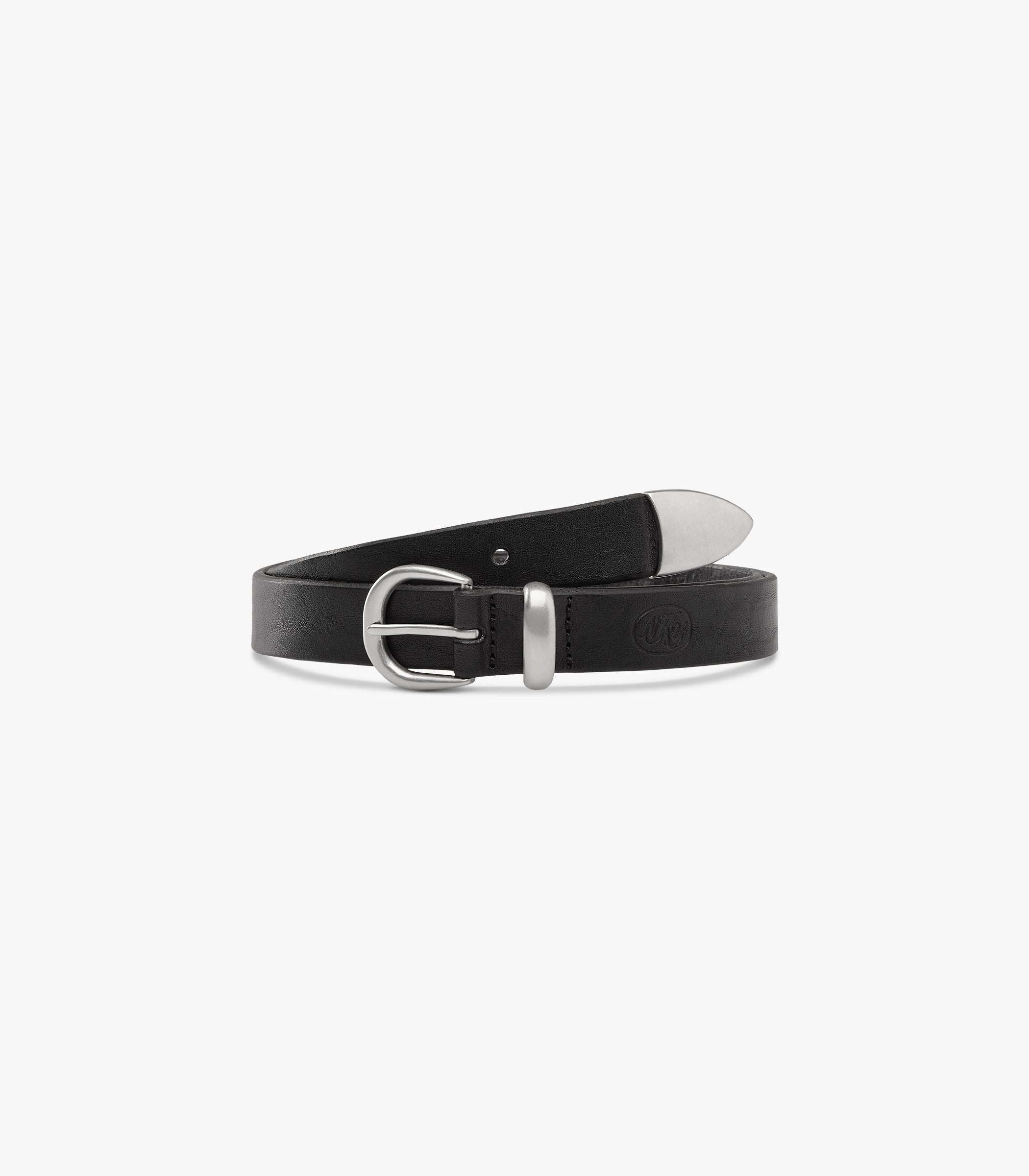 Western Bridle Leather Belt Slim in Black