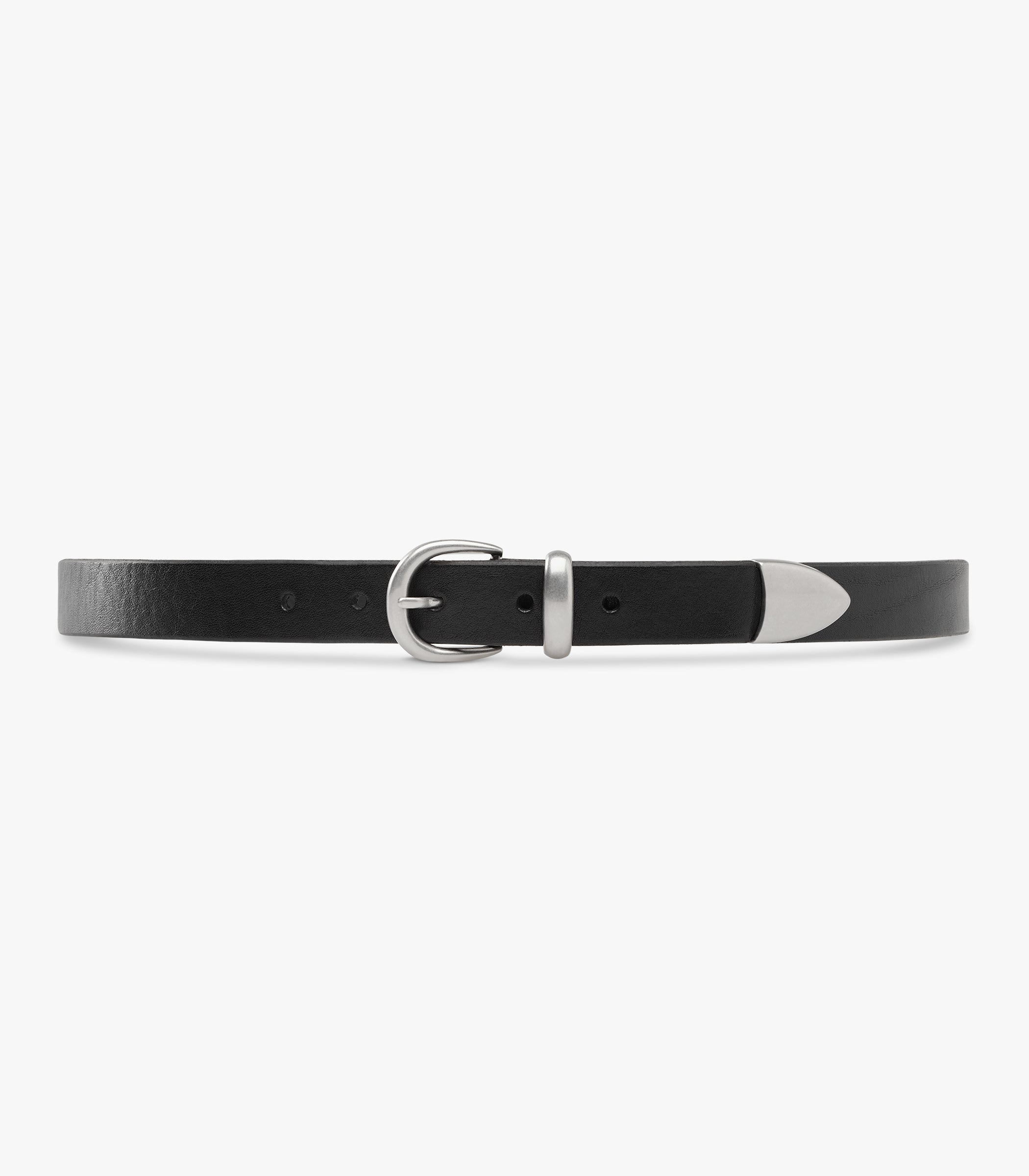 Western Bridle Leather Belt Slim in Black