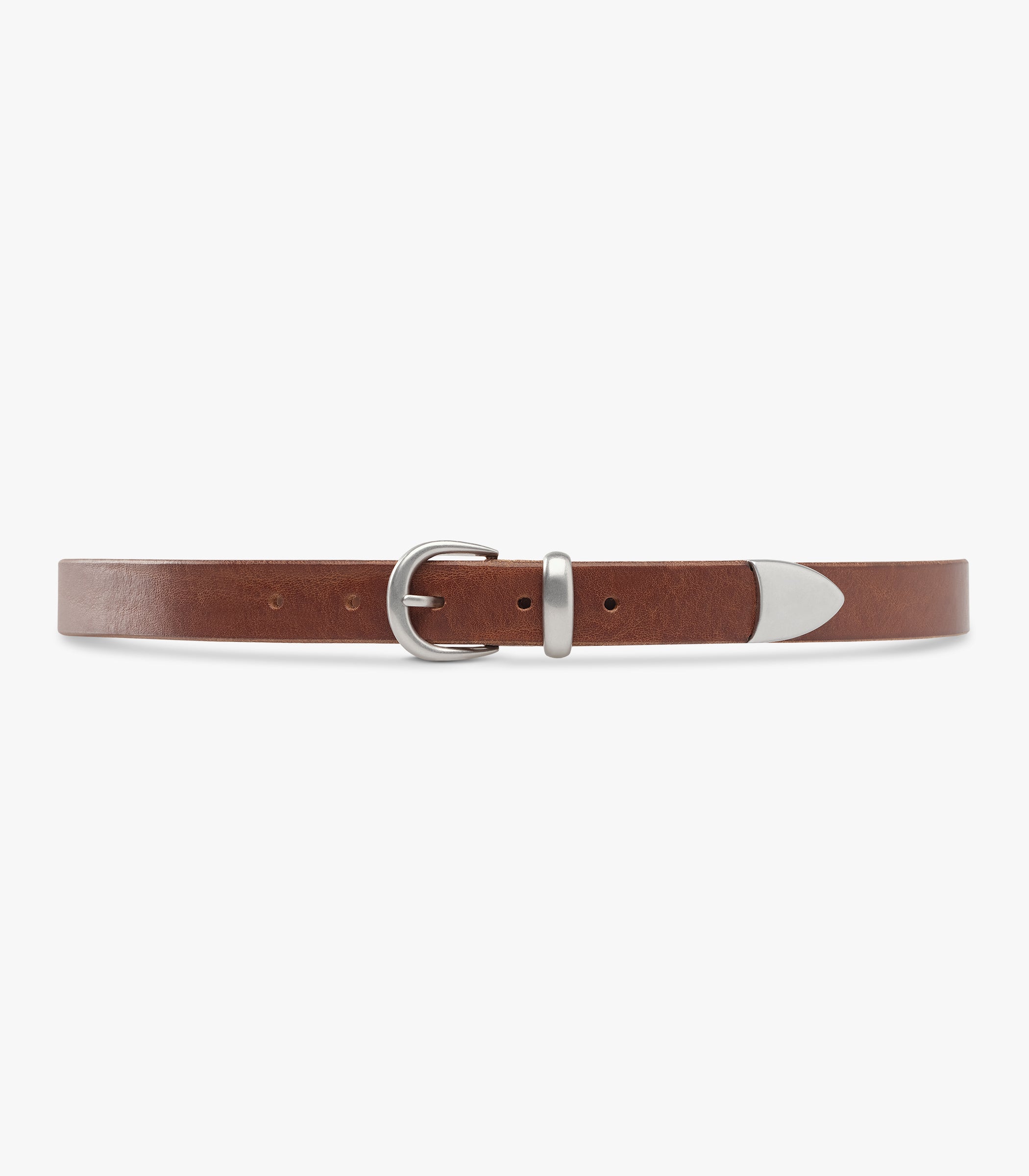 Western Bridle Leather Belt Slim in Brown
