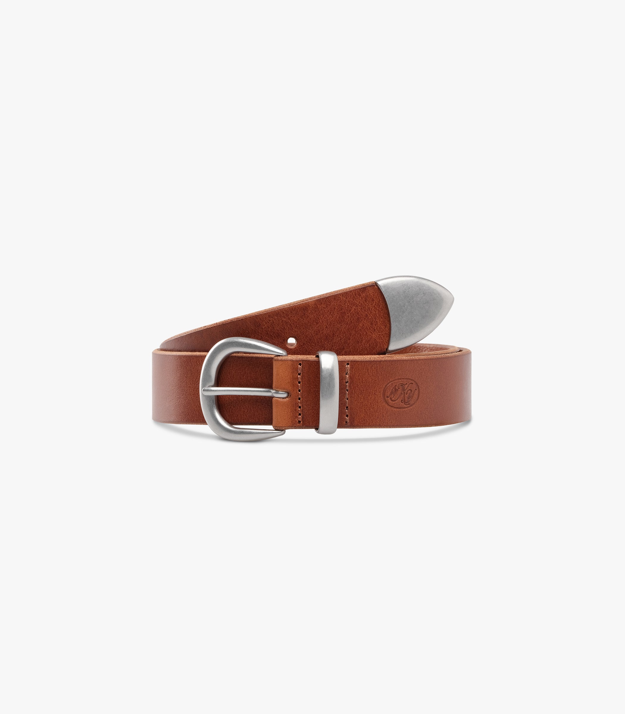 Western Bridle Leather Belt in Brown