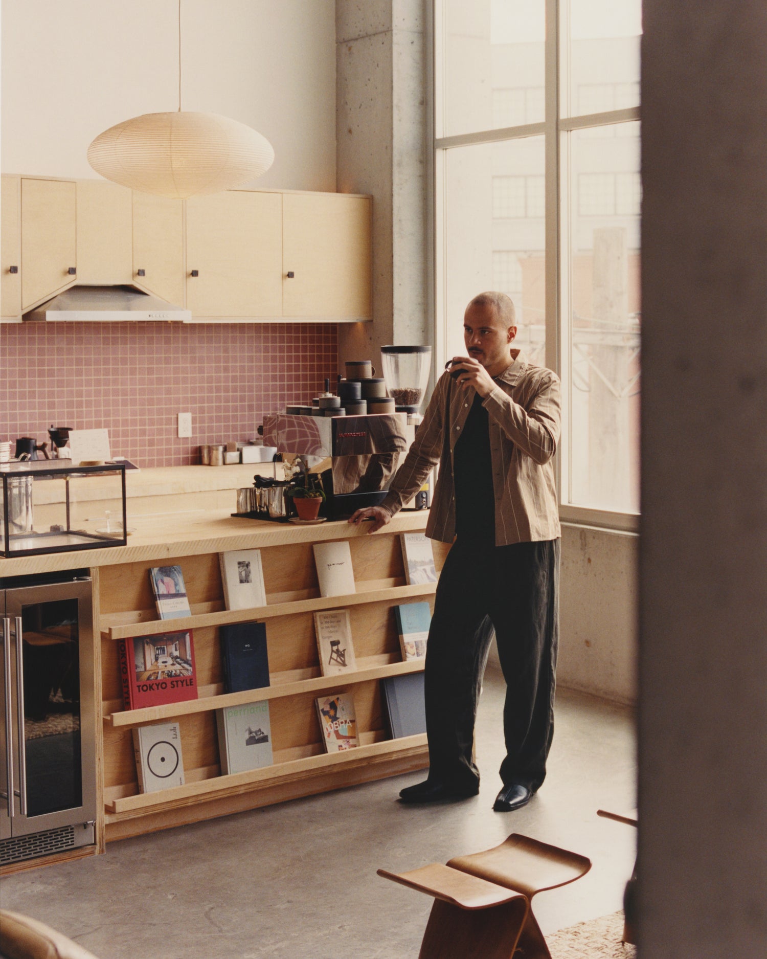 Michel Oscar Monegro drinking coffee in LAOBRA