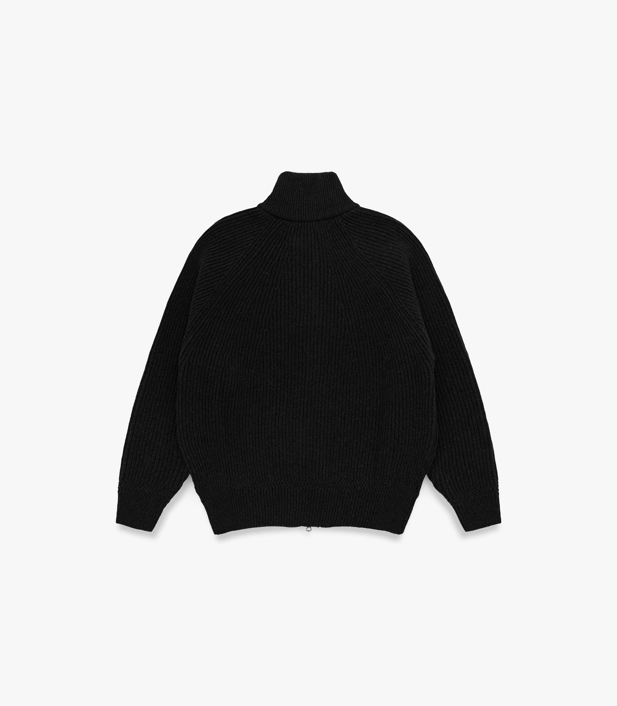 Cabin Rib Zip Lambswool Sweater in Black