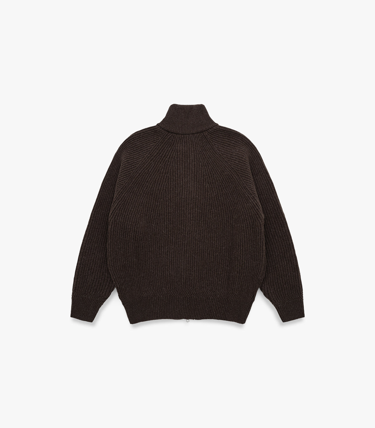 Cabin Rib Zip Lambswool Sweater in Deep Brown