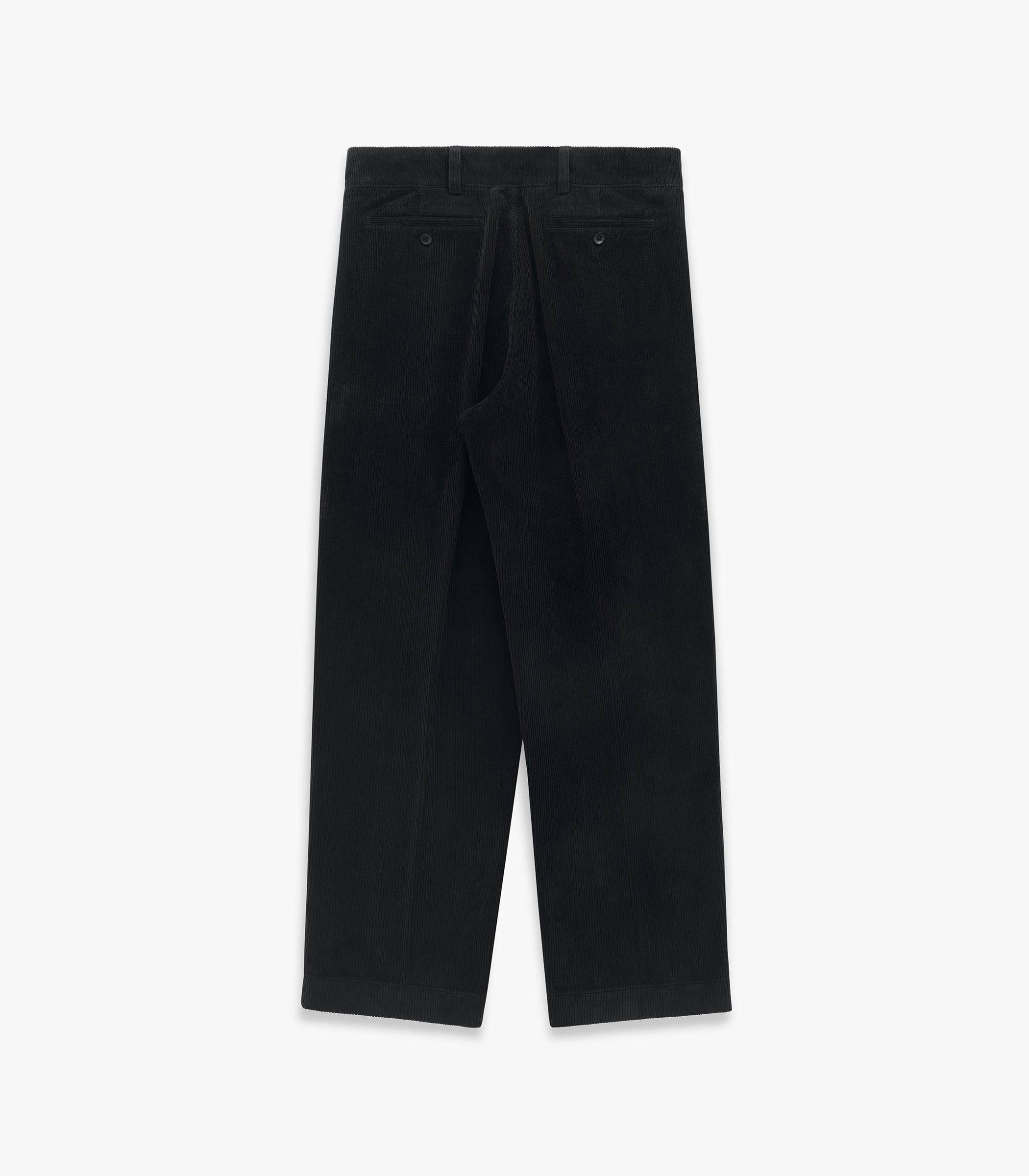 Canal Pleated Corduroy Cotton Pant in Black