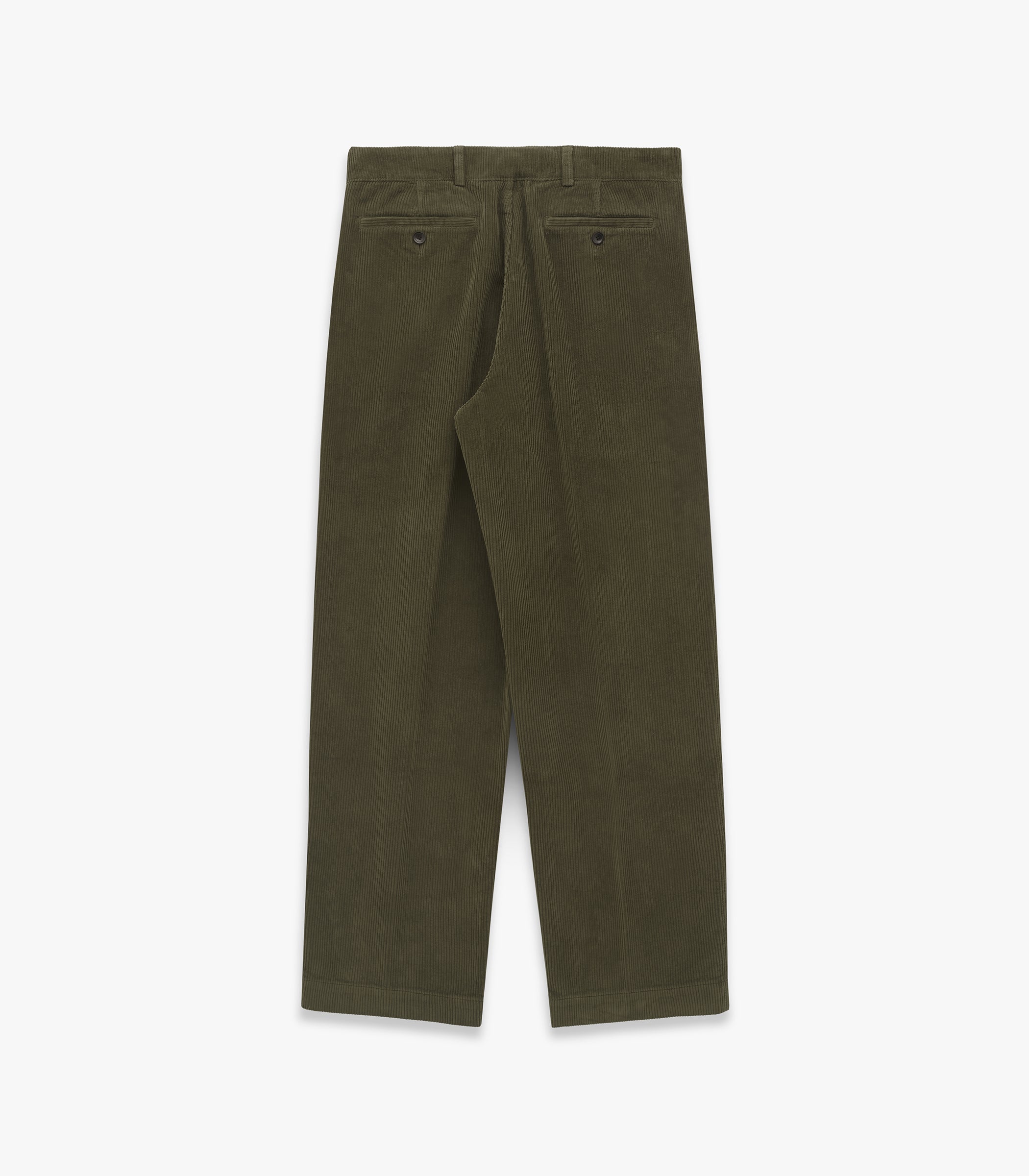 Canal Pleated Corduroy Cotton Pant in Moss