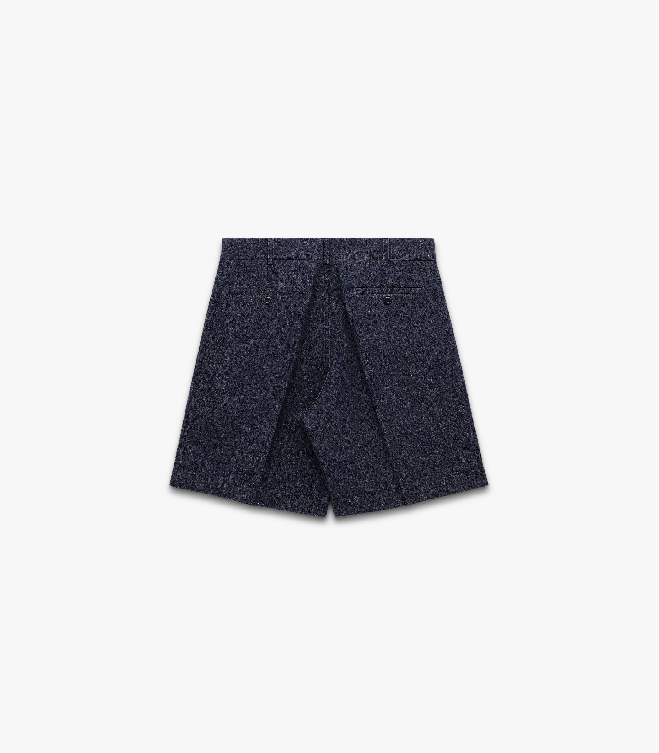 Canal Pleated Denim Cotton & Linen Short in Indigo