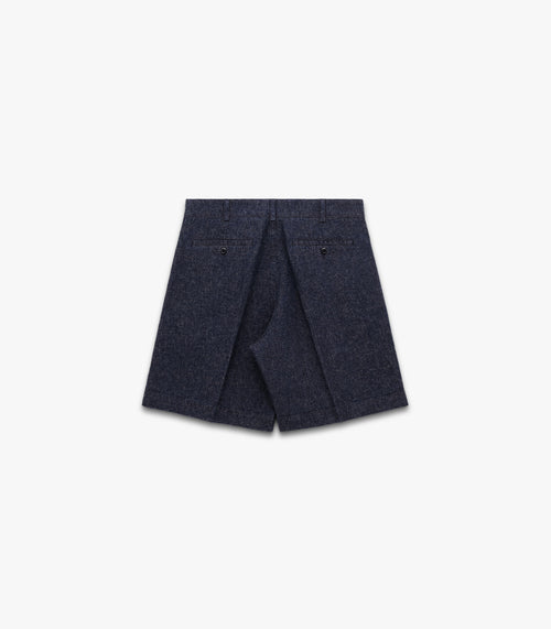 Canal Pleated Denim Cotton & Linen Short