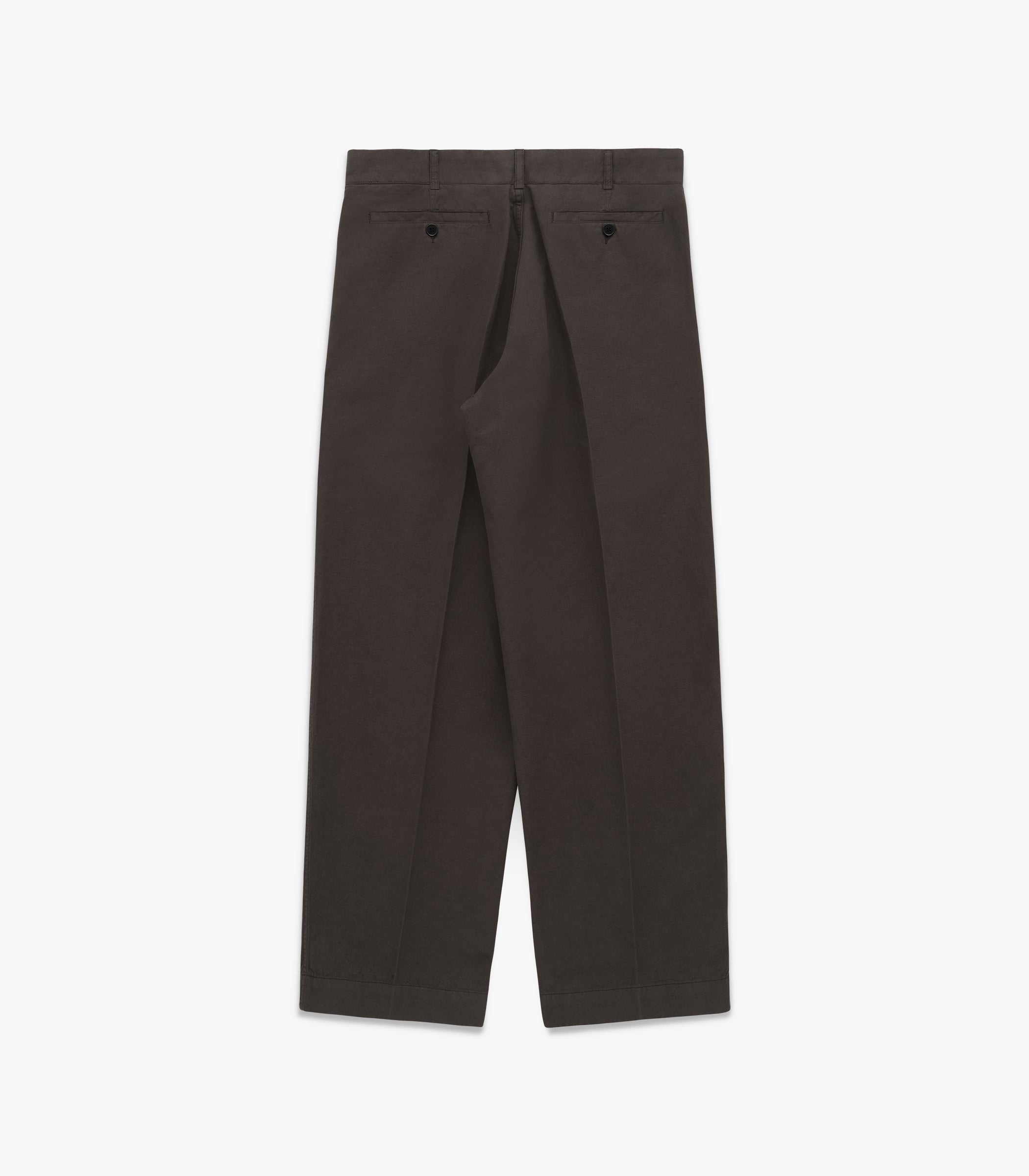 Canal Pleated Twill Cotton & Linen Pant in Black Olive