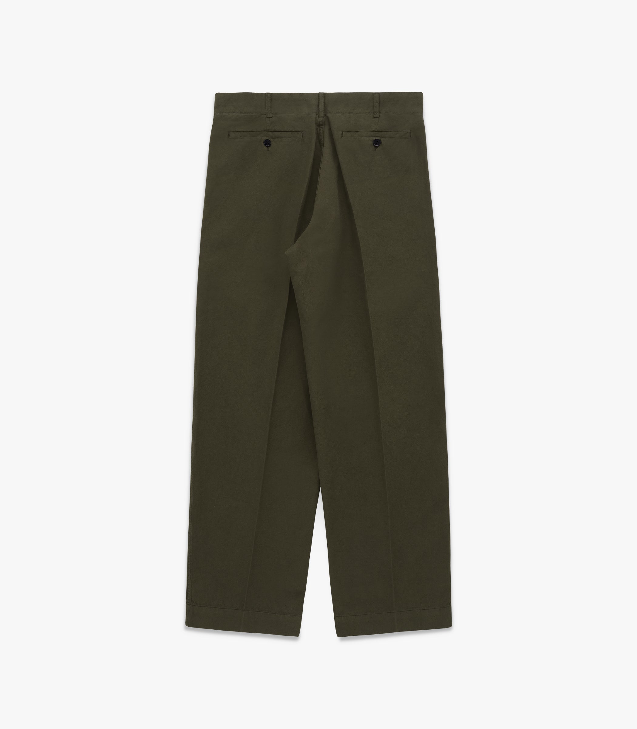 Canal Pleated Twill Cotton & Linen Pant in Tuscan Olive