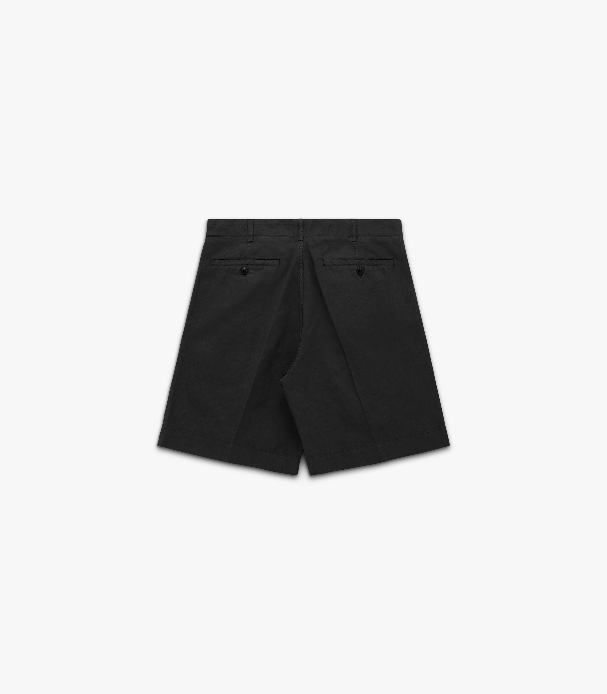 Canal Pleated Twill Cotton & Linen Short in Black