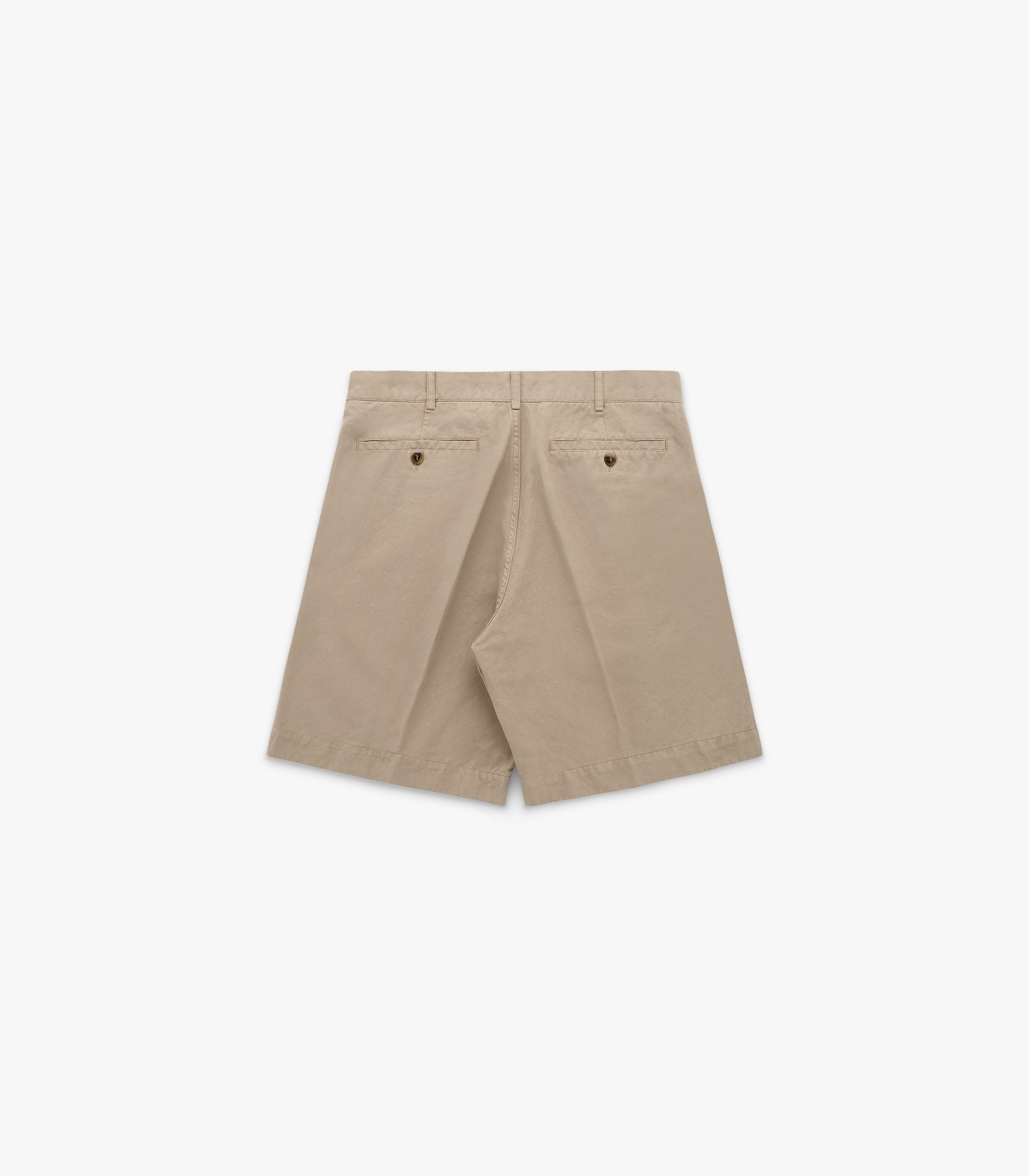 Canal Pleated Twill Cotton & Linen Short in Khaki
