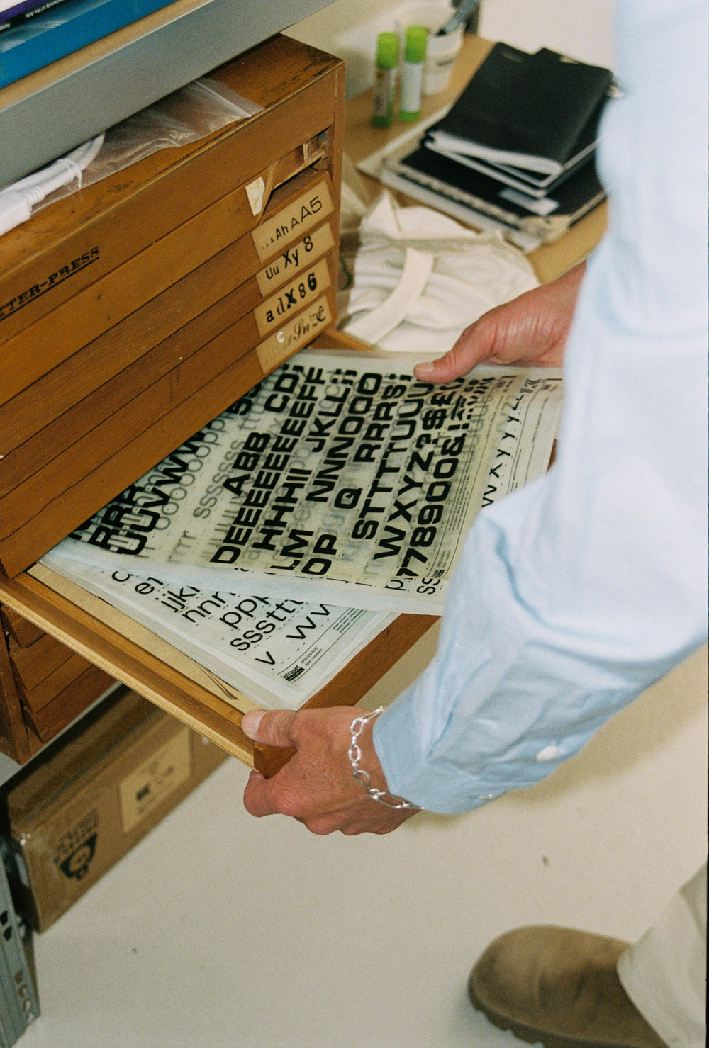 Design materials in a drawer