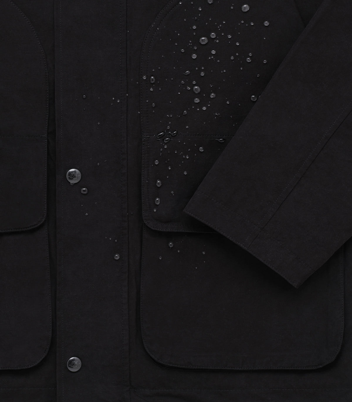 Highland Dry-Wax Cotton & Nylon Coat in Black