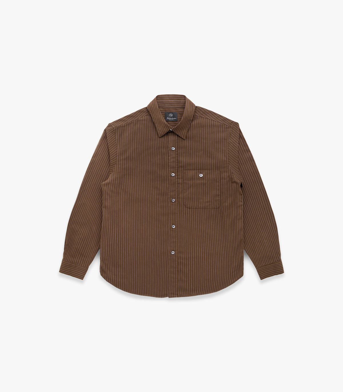 Jones Cotton & Merino Shirt in Brown & Sky