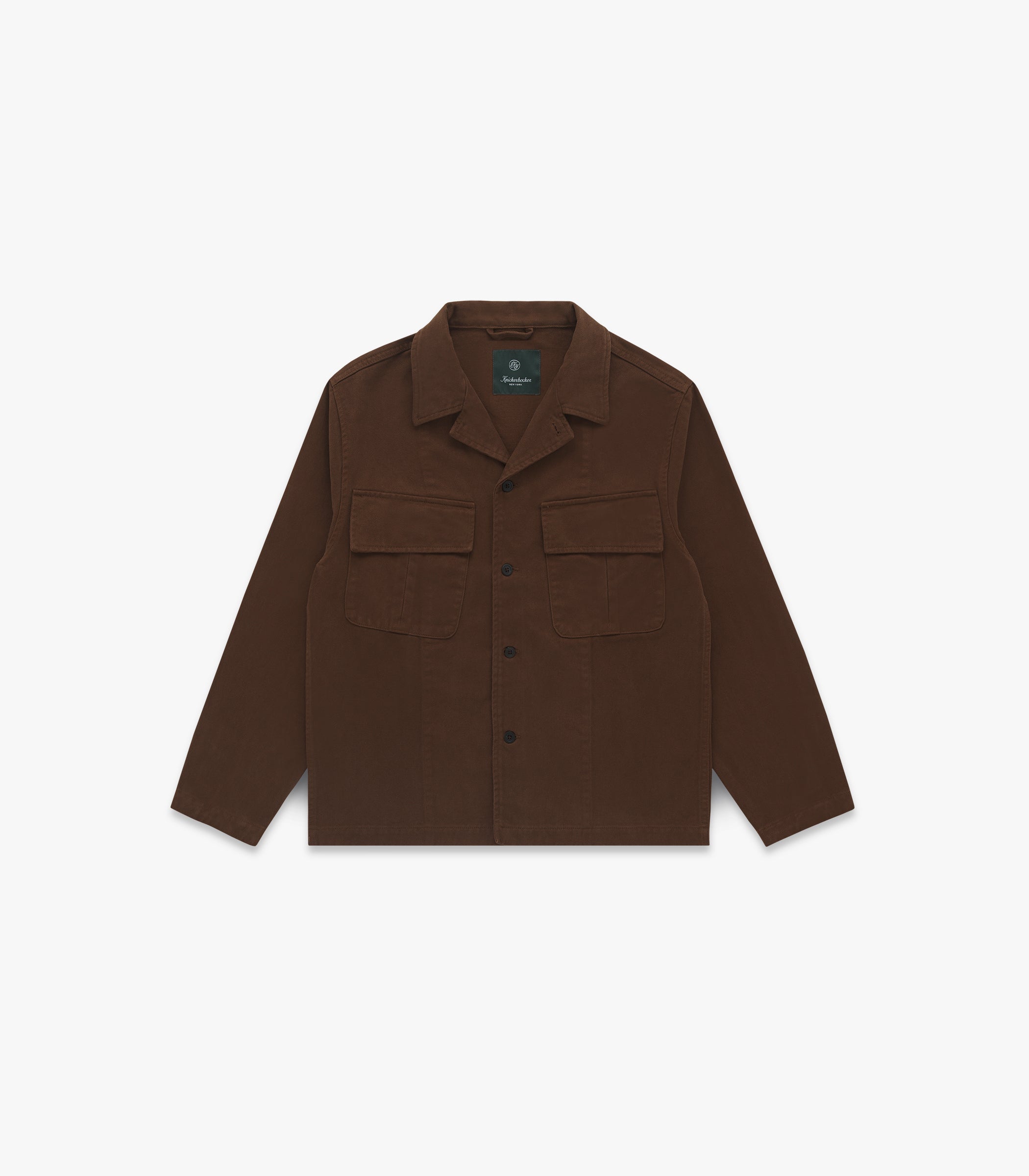Jungle Brushed Twill Cotton Overshirt in Brown