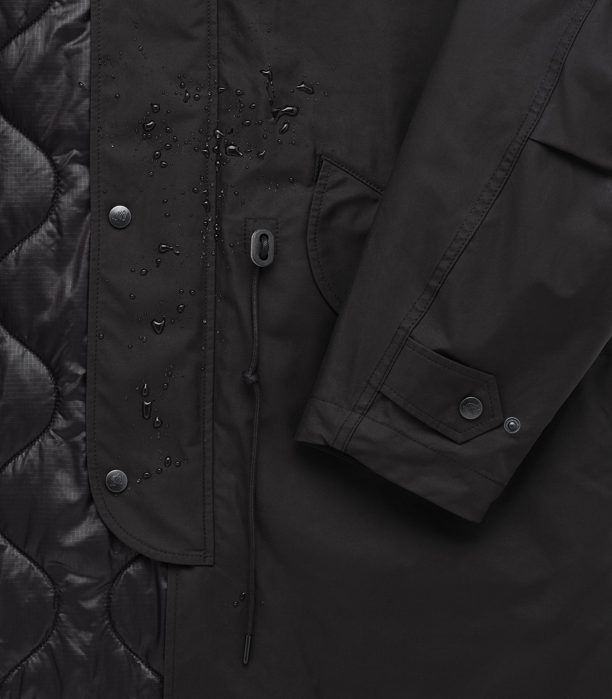 K.P. Dry-Wax PrimaLoft Fishtail Coat in Black
