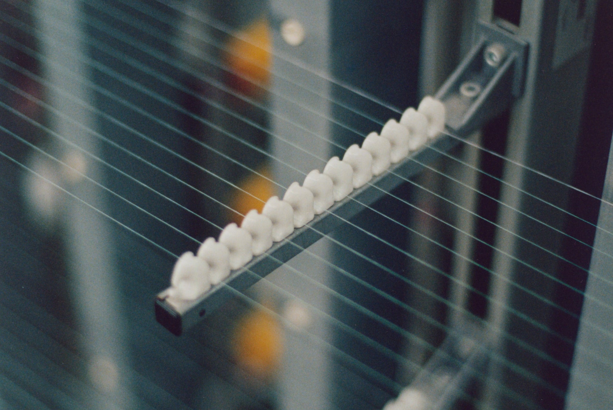 Close up of textile machine in factory