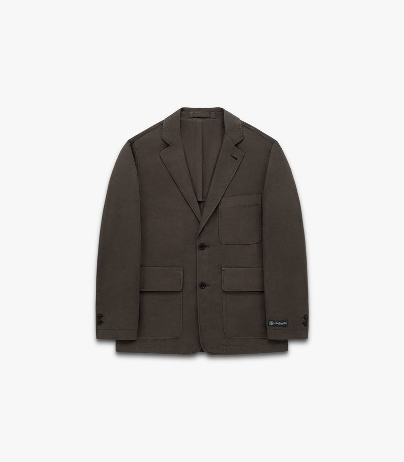 Lane Twill Cotton & Linen Suit Jacket in Black Olive