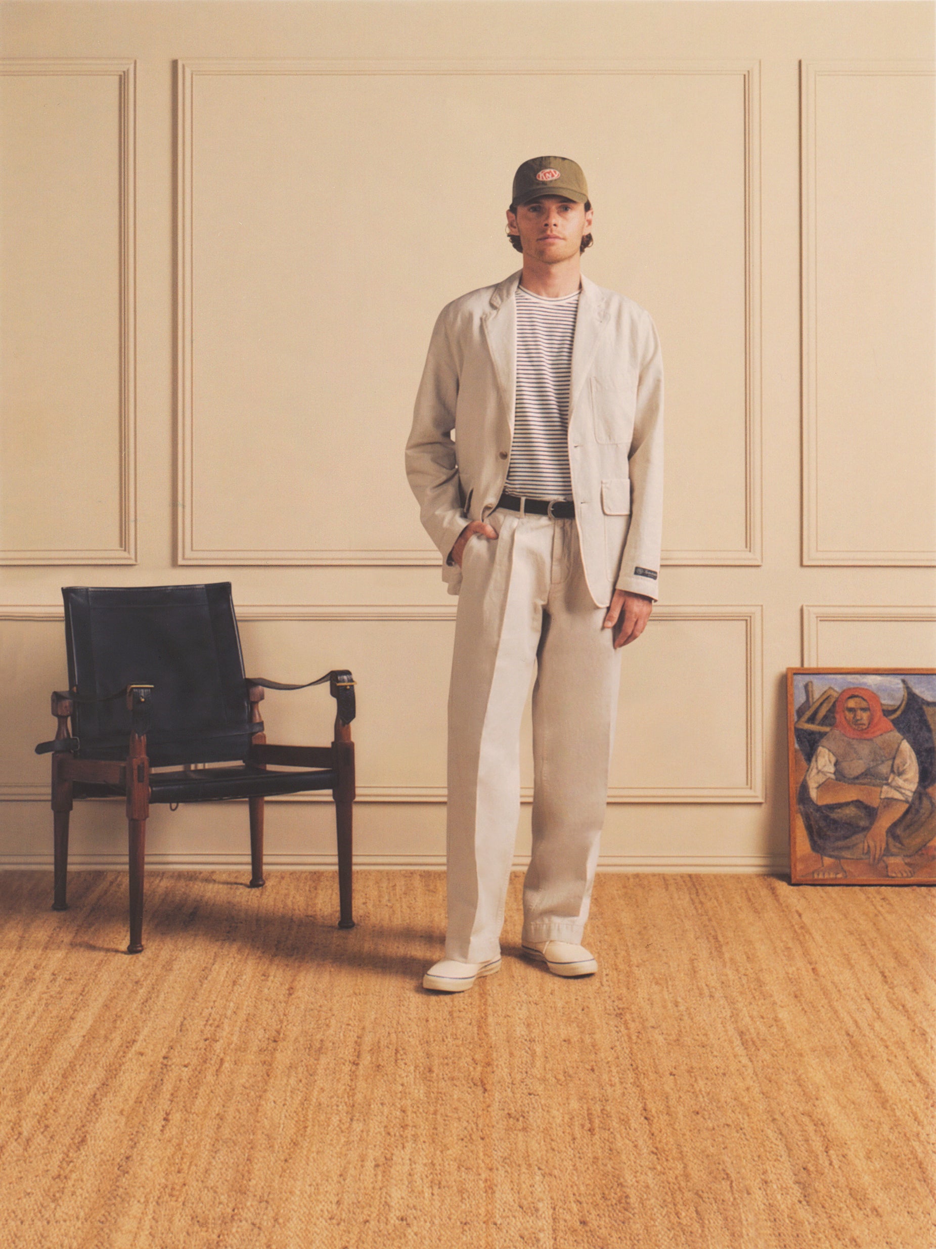 Canal Pleated Twill Cotton & Linen Pant in Birch