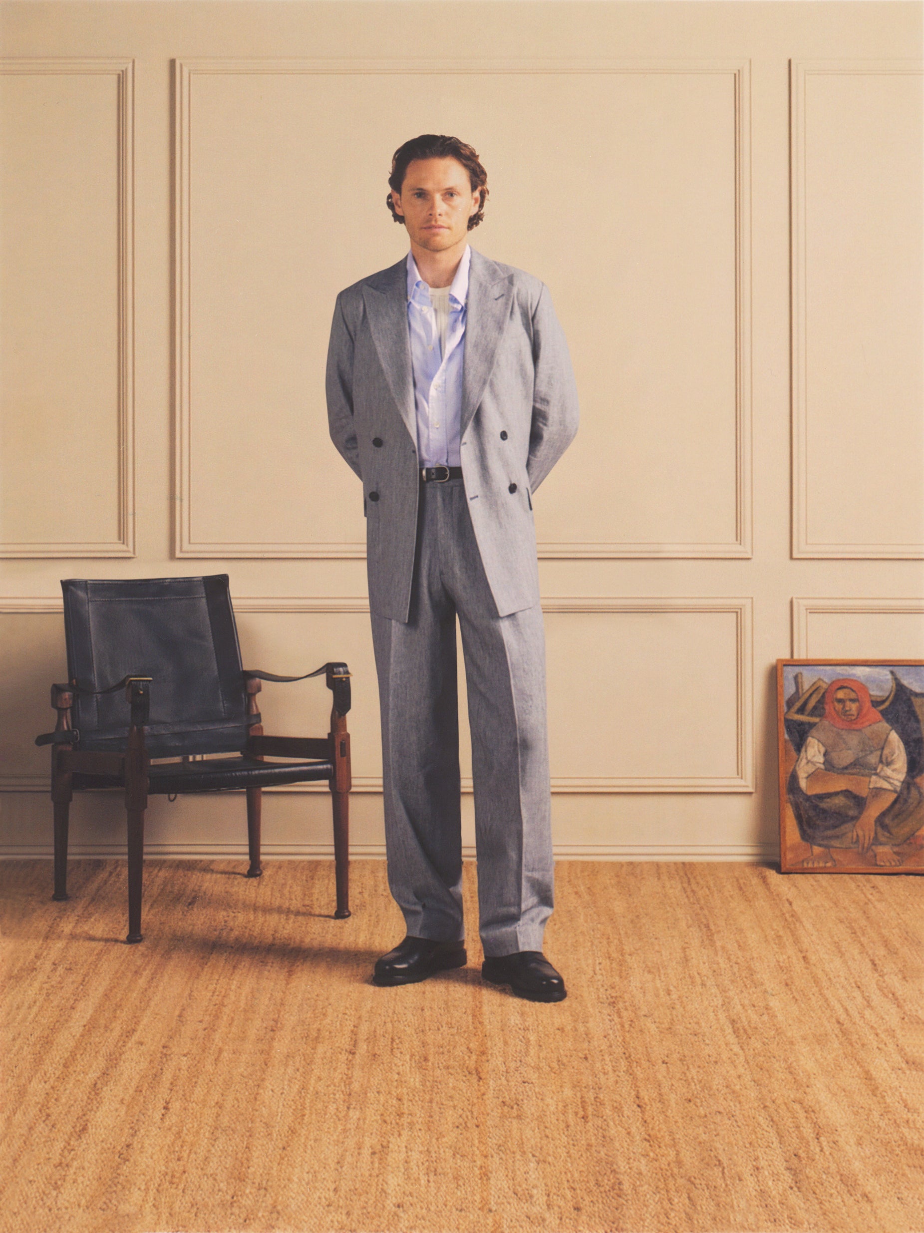 Miles D.B. Cotton & Linen Suit Jacket in Pebble Grey
